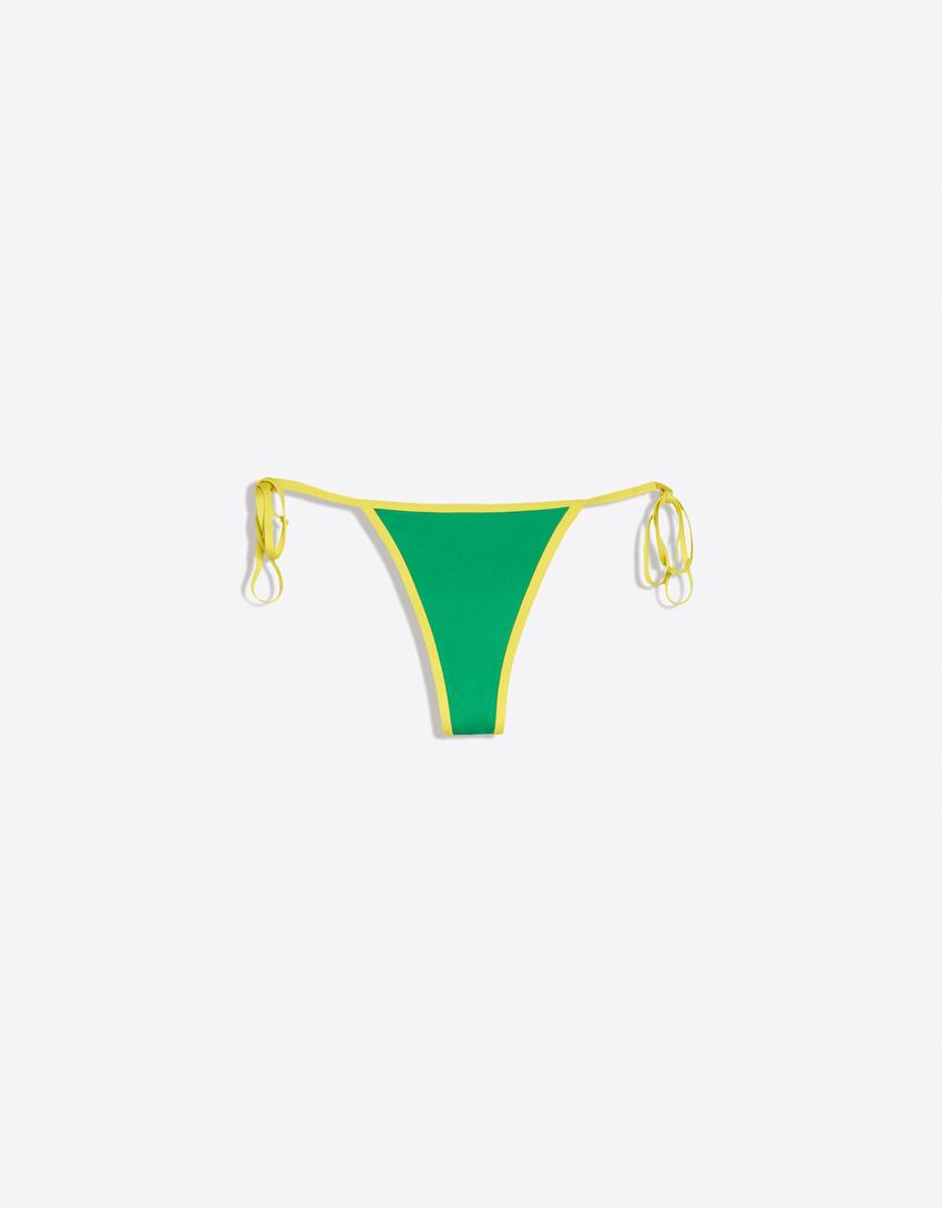 Bas de bikini string contrastant-Vert