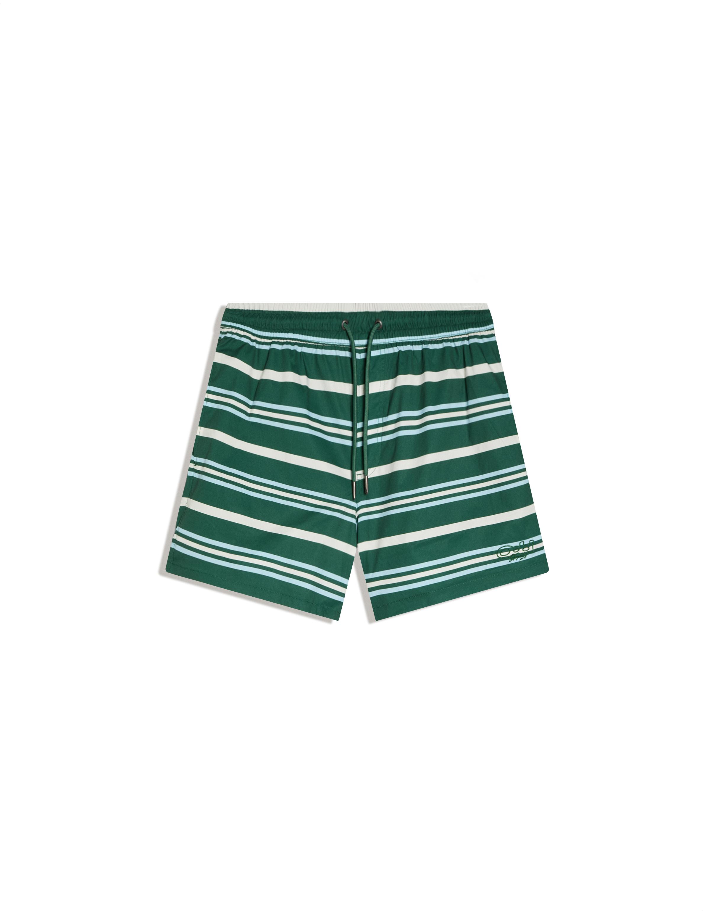 Boxy striped swim shorts — Green