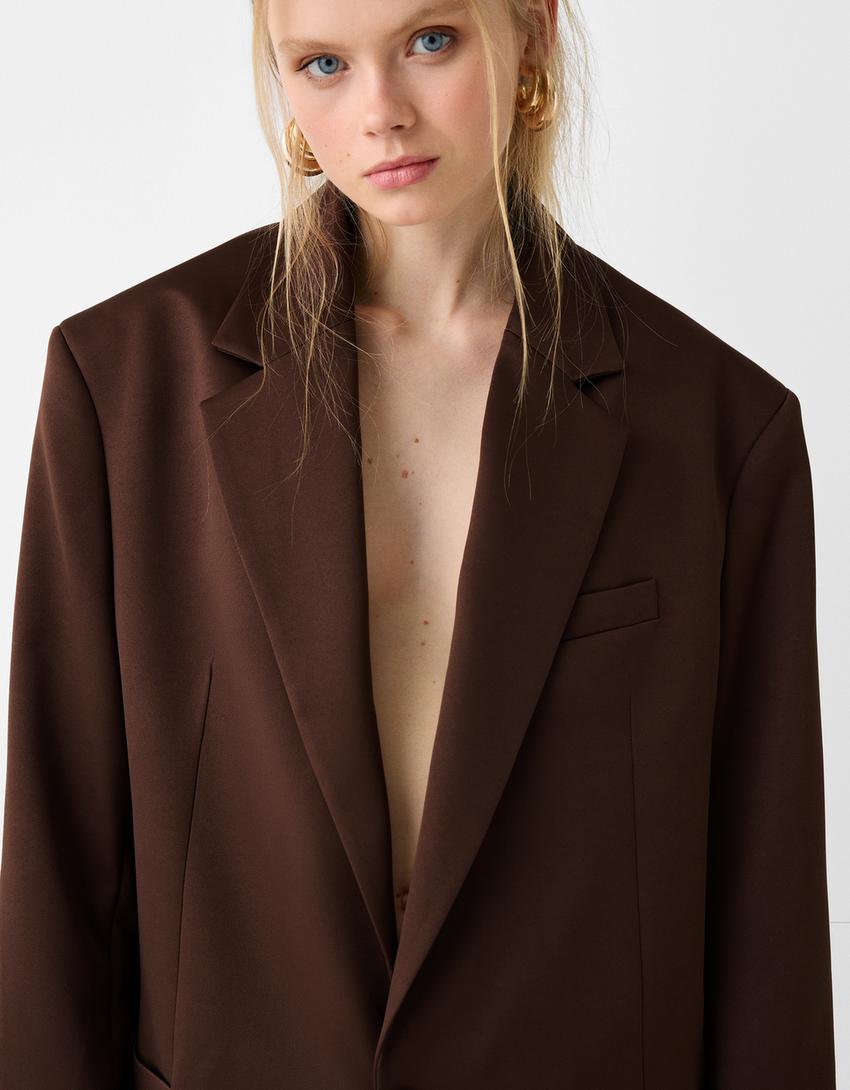 Veste tailleur bouton-Marron-2