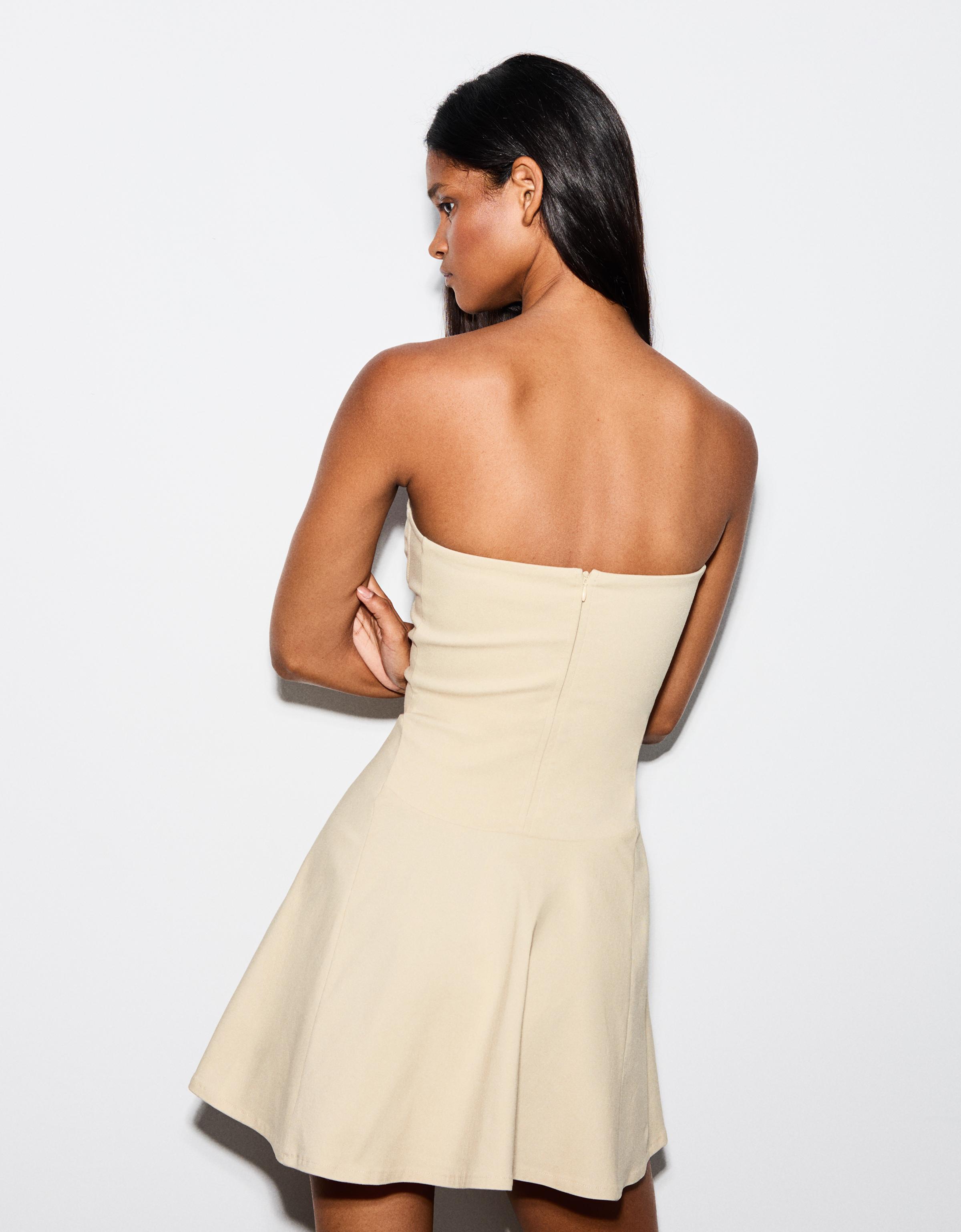 Bandeau mini dress — Sand
