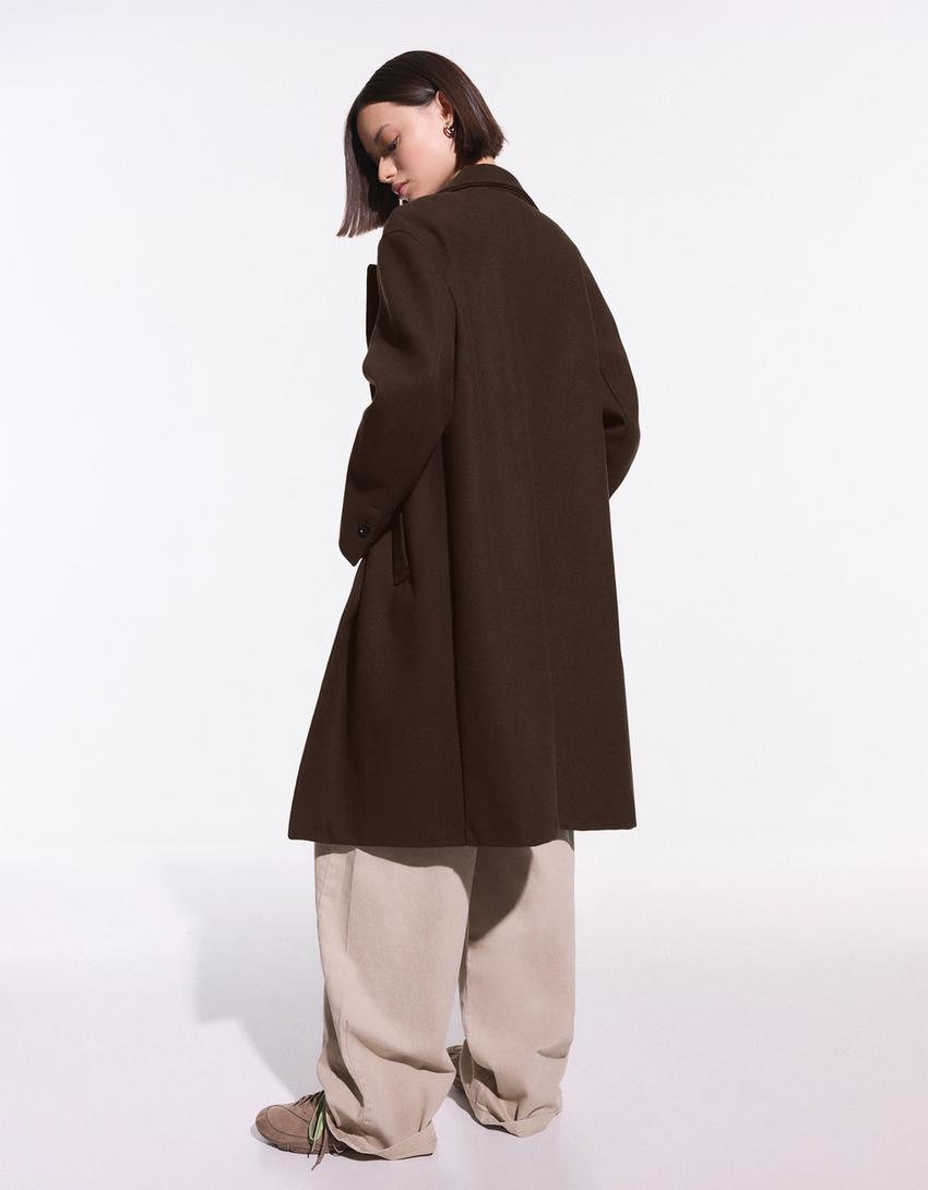 Manteau long doux-Marron
