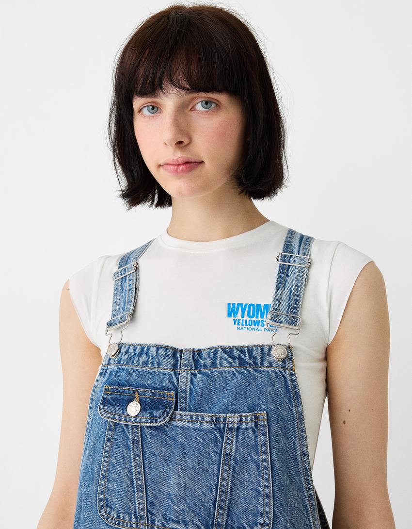 Salopette denim jupe-Bleu lavé-3