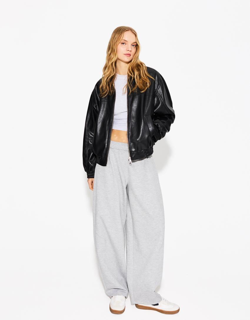 Leather effect jacket-Black