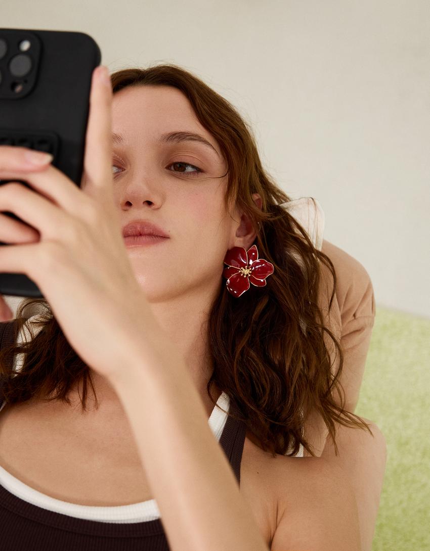 Flower earrings-Burgundy