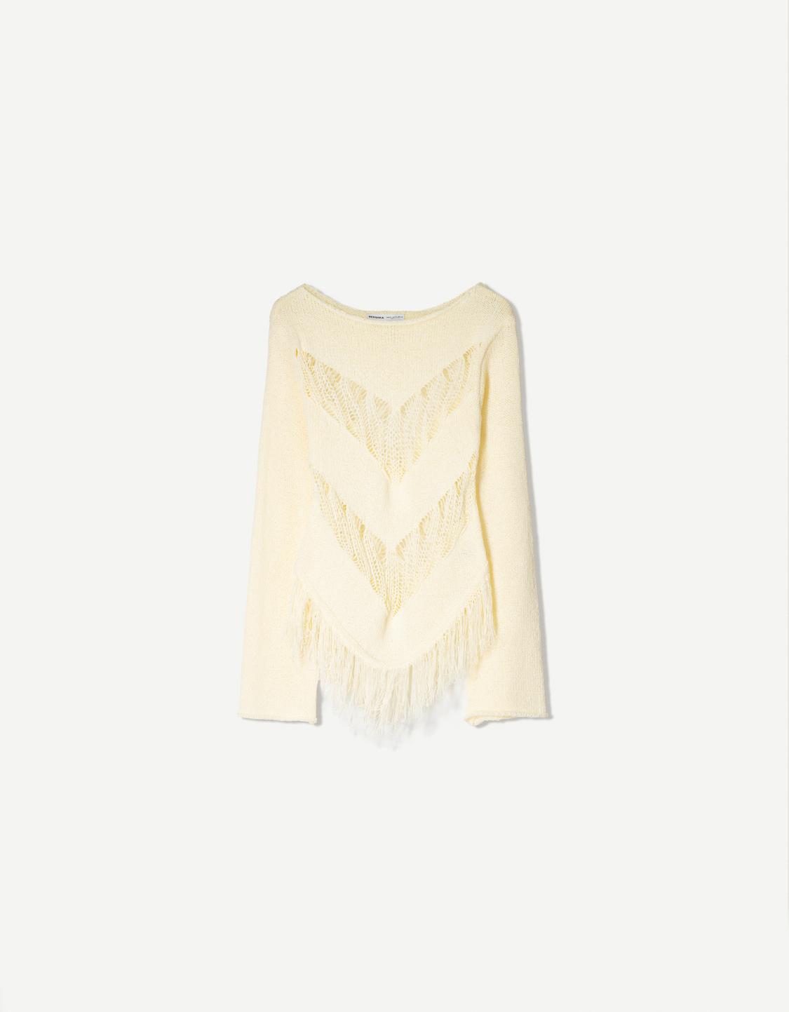 Openwork sweater with fringing