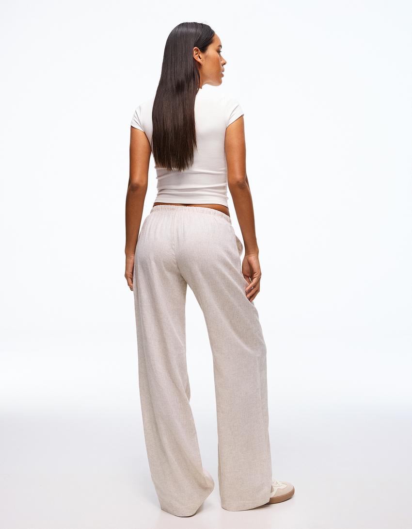 Pantalón cintura elástica-Arena