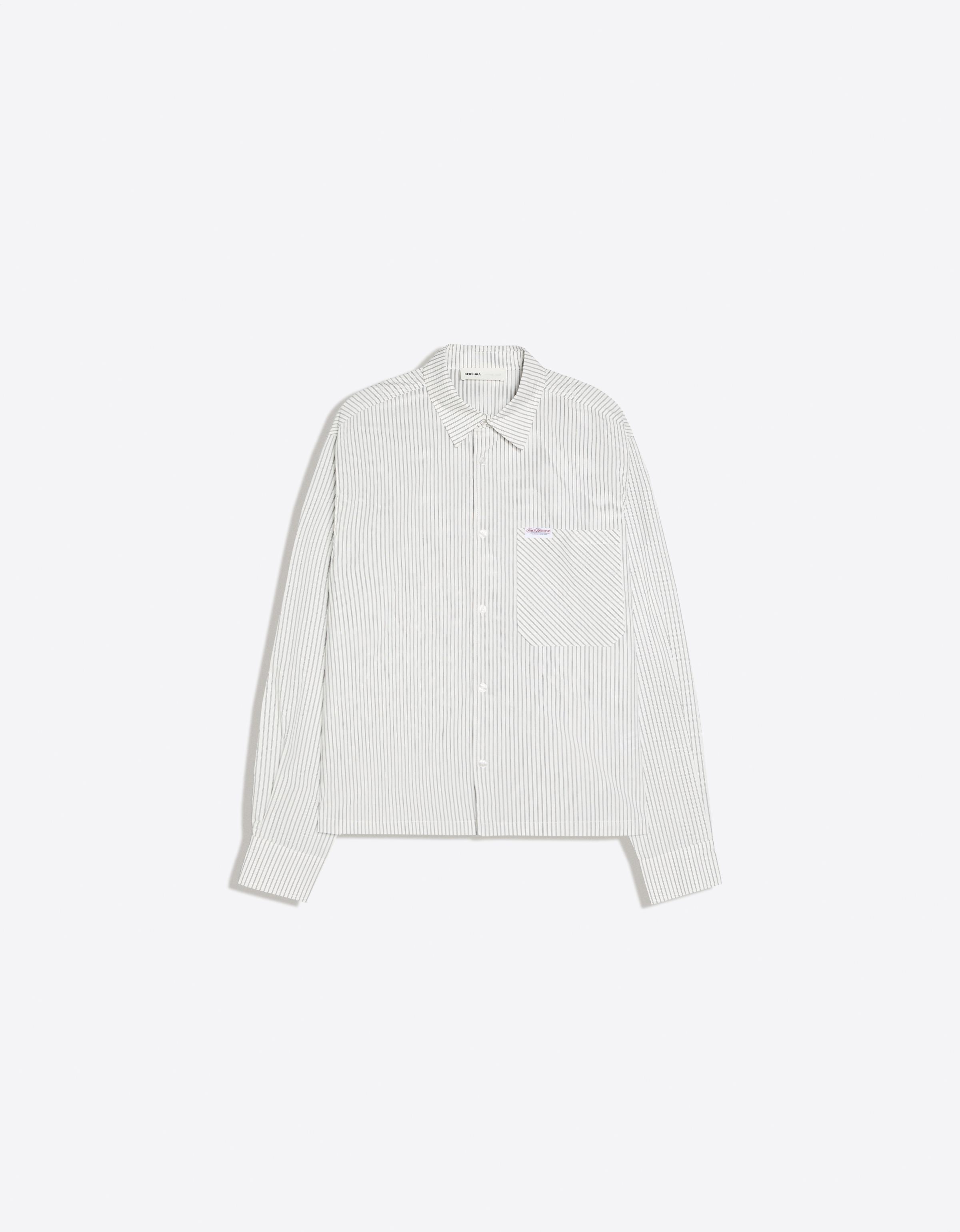 Long-sleeved striped shirt — White