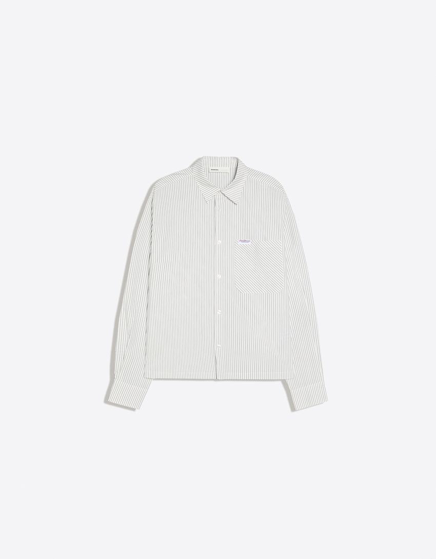 Striped long-sleeve shirt-White