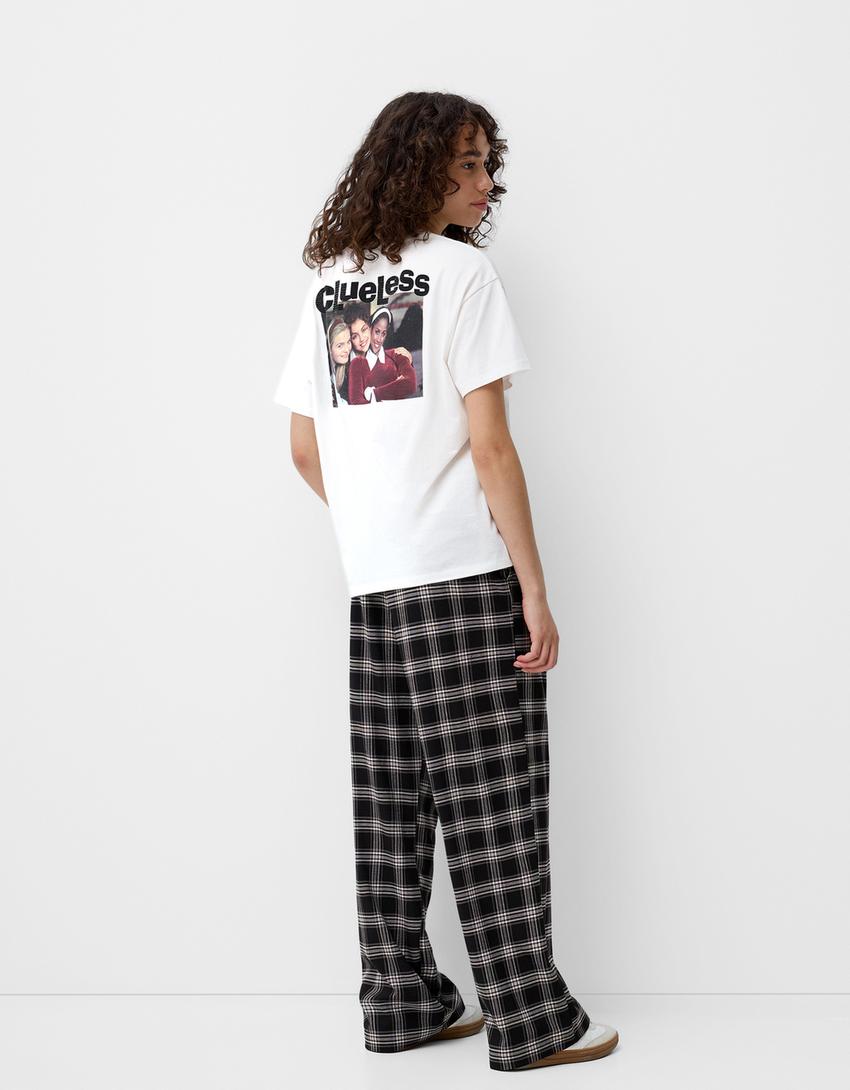 Calças direitas aos quadrados-Preto-4