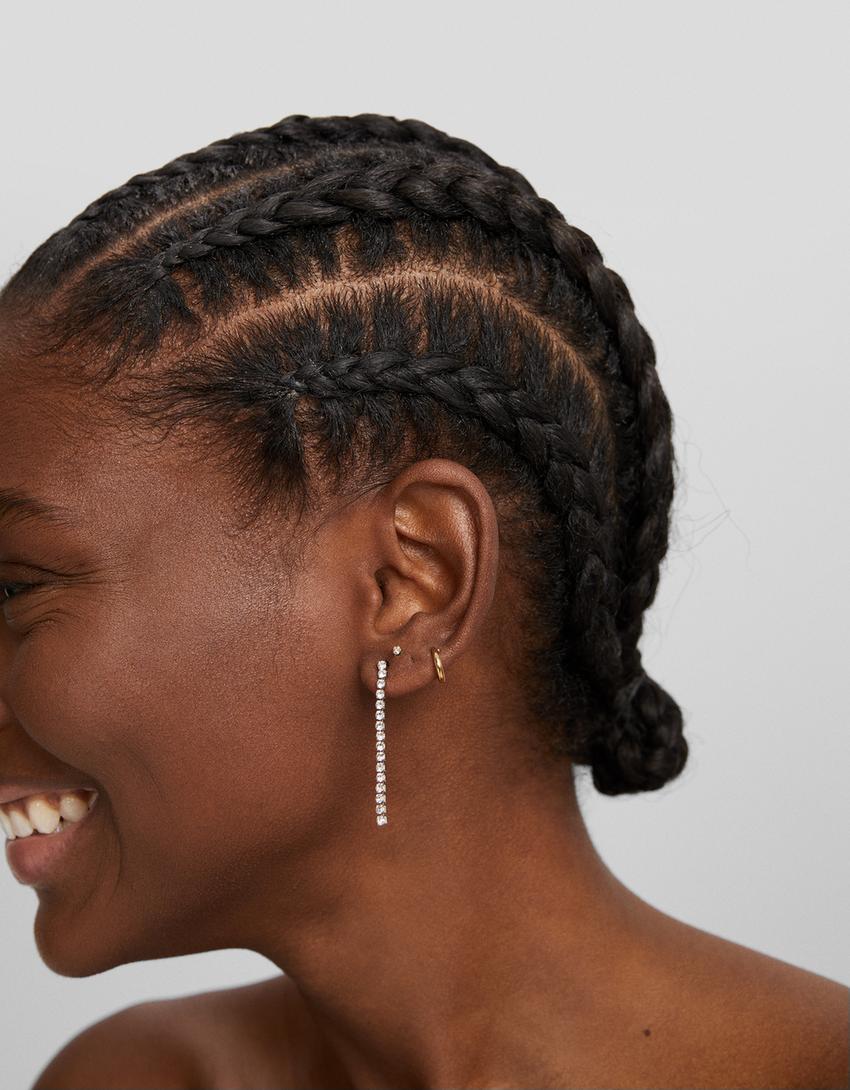 Lot 9 boucles d’oreilles pierres fantaisie-Argent-1