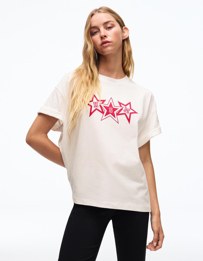 High School Musical boxy print T-shirt-Off white