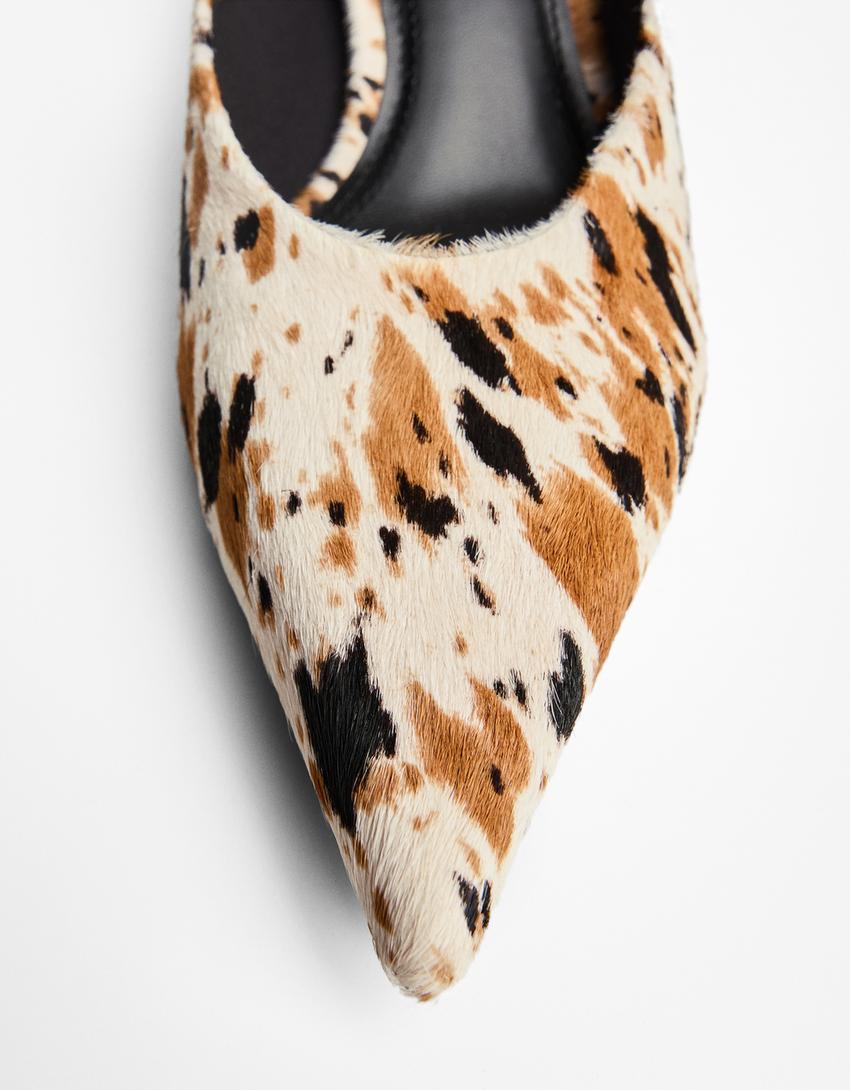 Animal print LEATHER high-heel mules-Multicolored