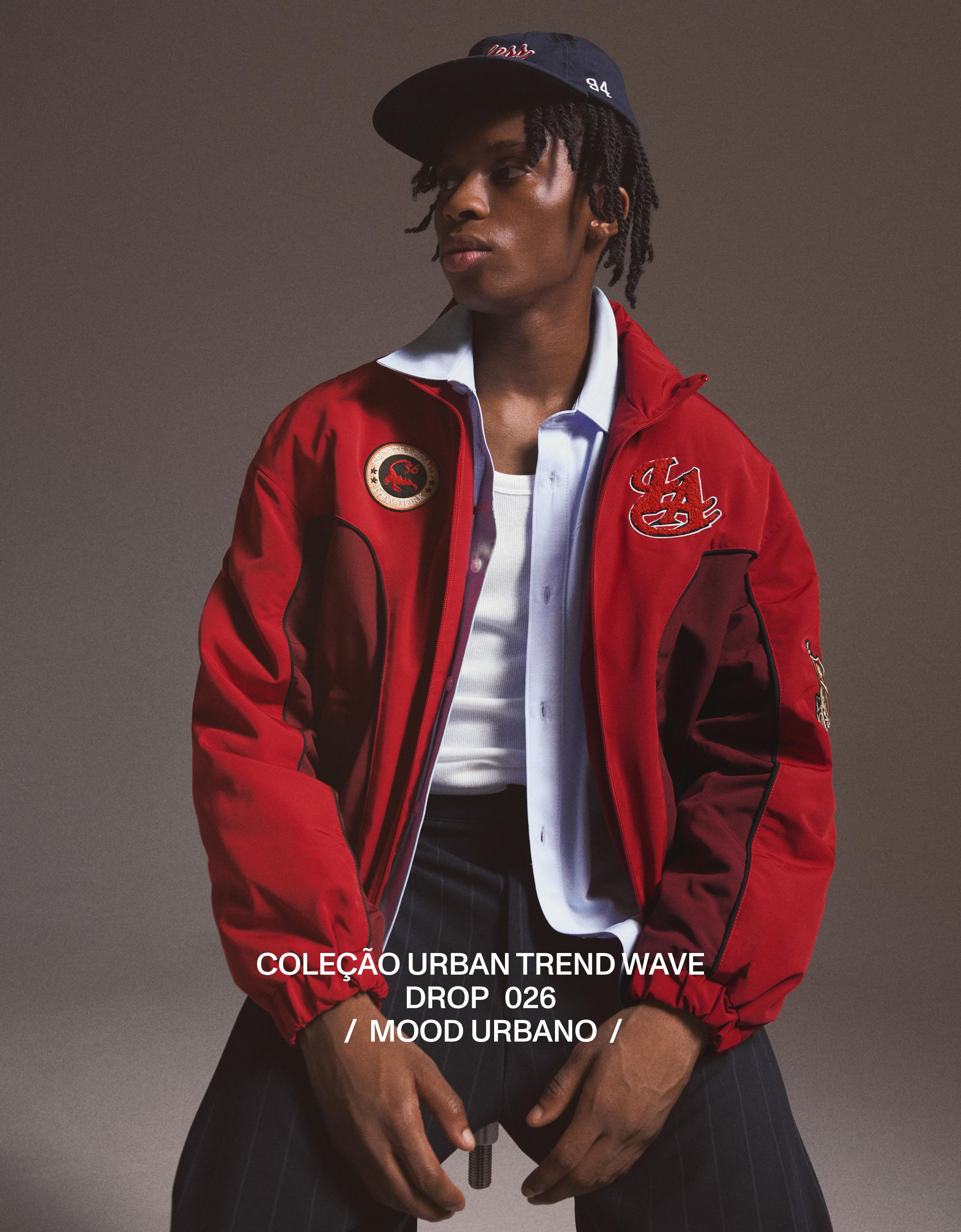 Printed zip-up jacket — Red