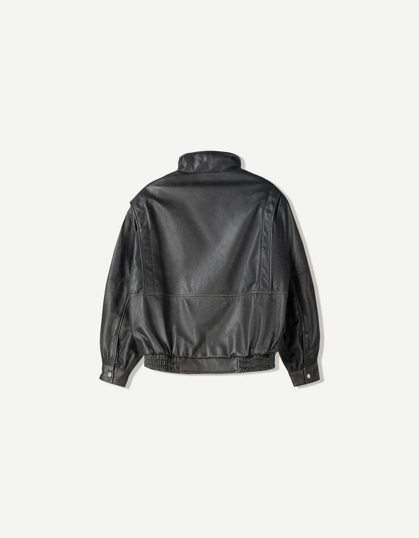 Lederjacke 80 's-Schwarz-5