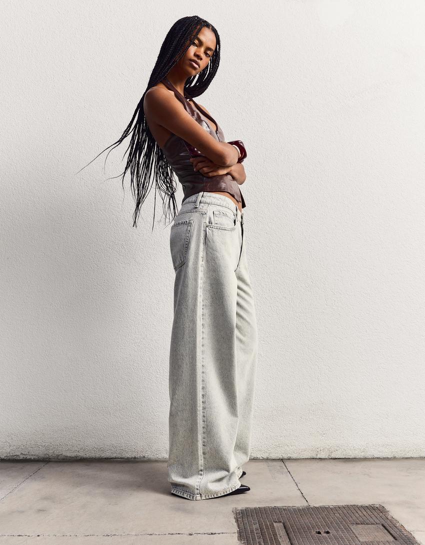 Jeans gamba larga-Grigio-0