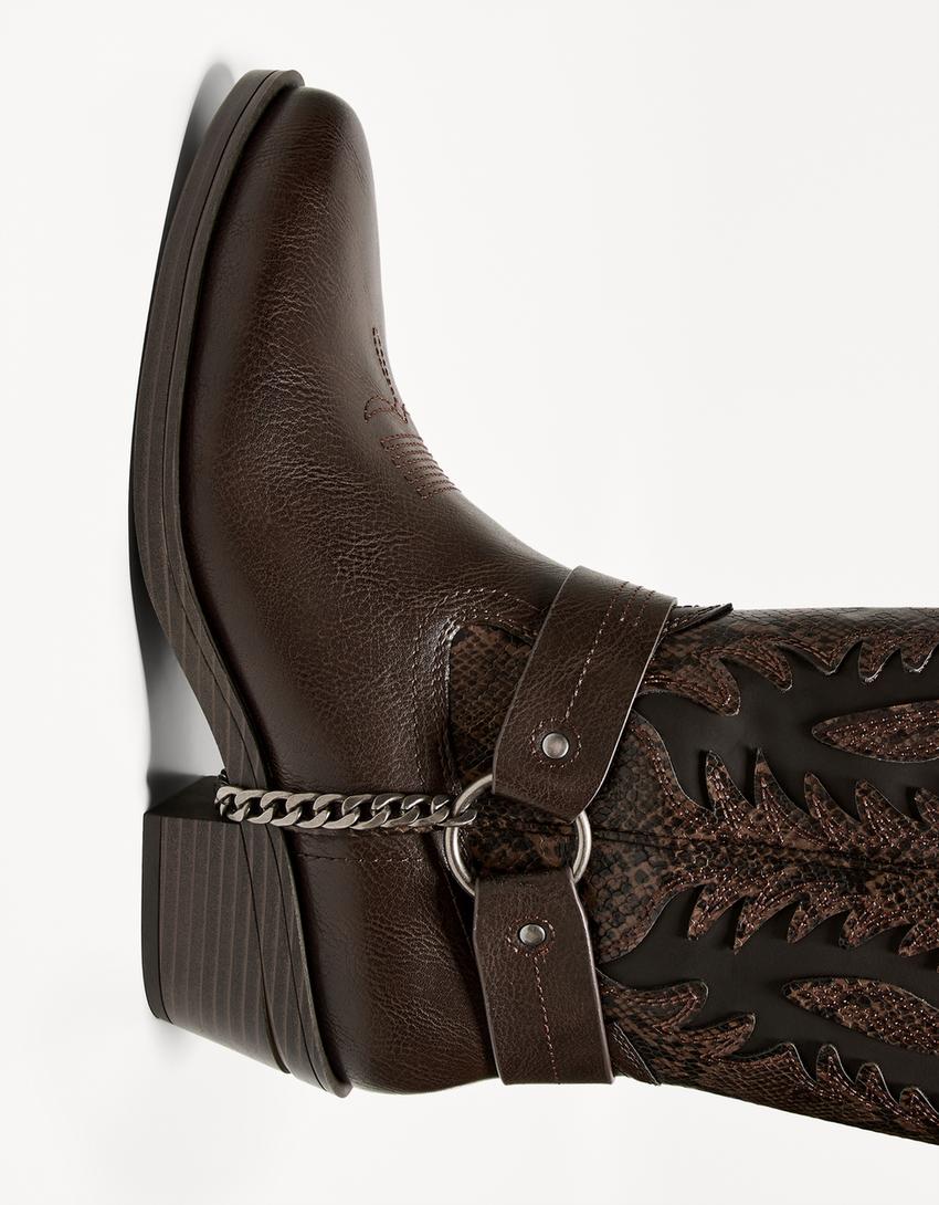 Bottes cowboy imprimé animal-Marron