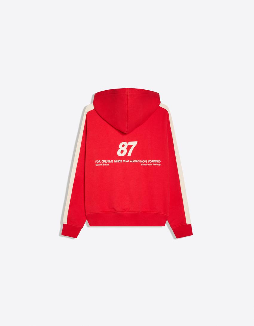 Sudadera capucha print-Rojo
