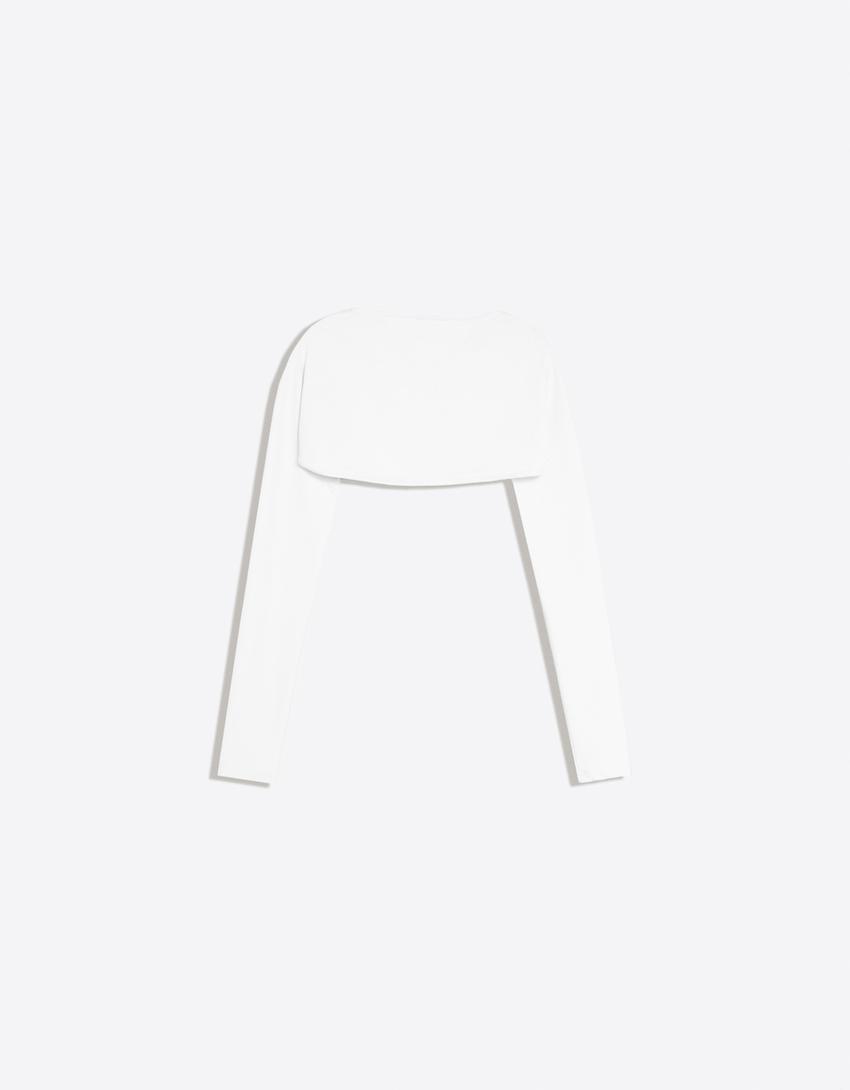 Long-sleeved bolero jumper jacket-Off white