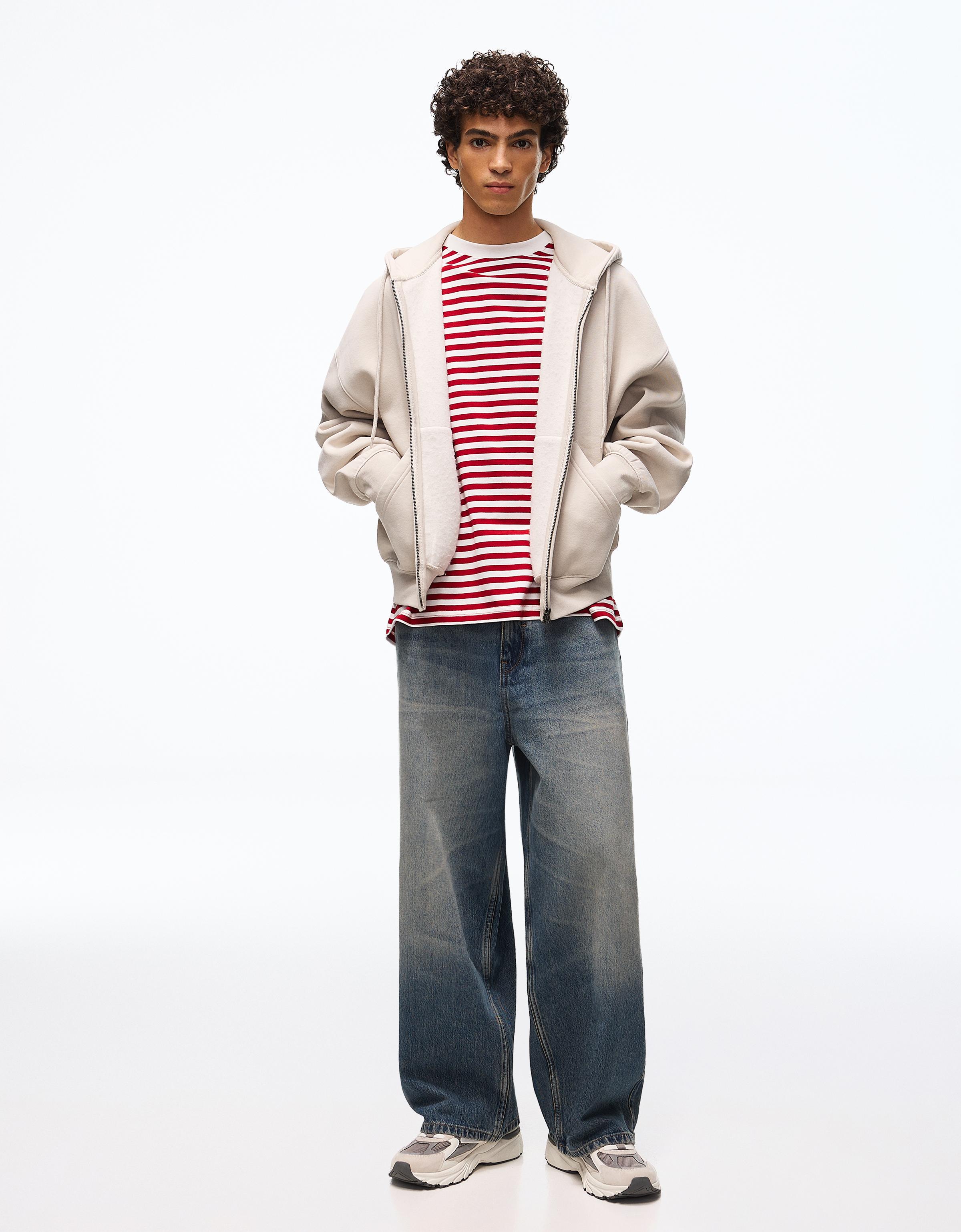 Bershka Jeans Super Baggy Hombre Azul Lavado