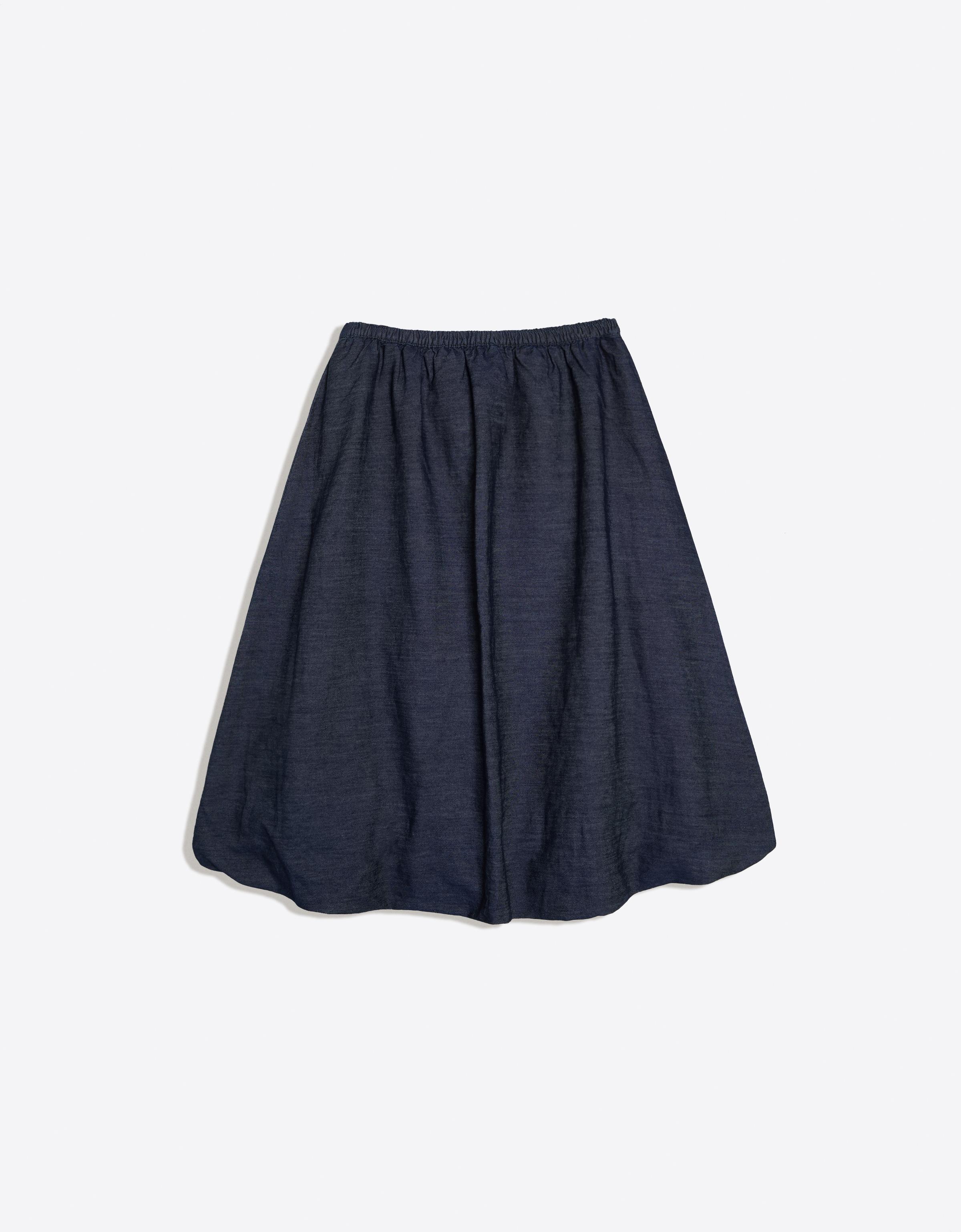 Denim balloon midi skirt — Navy