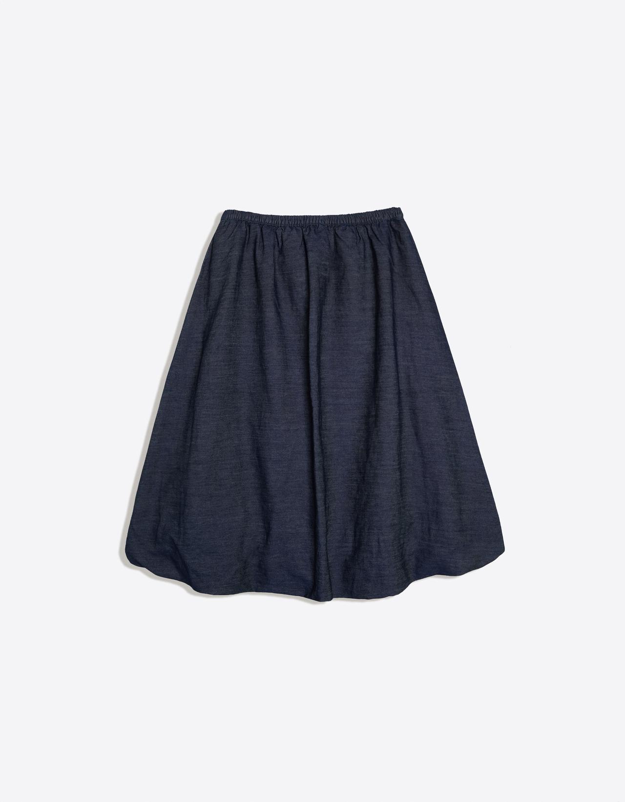 Denim balloon midi skirt — Navy