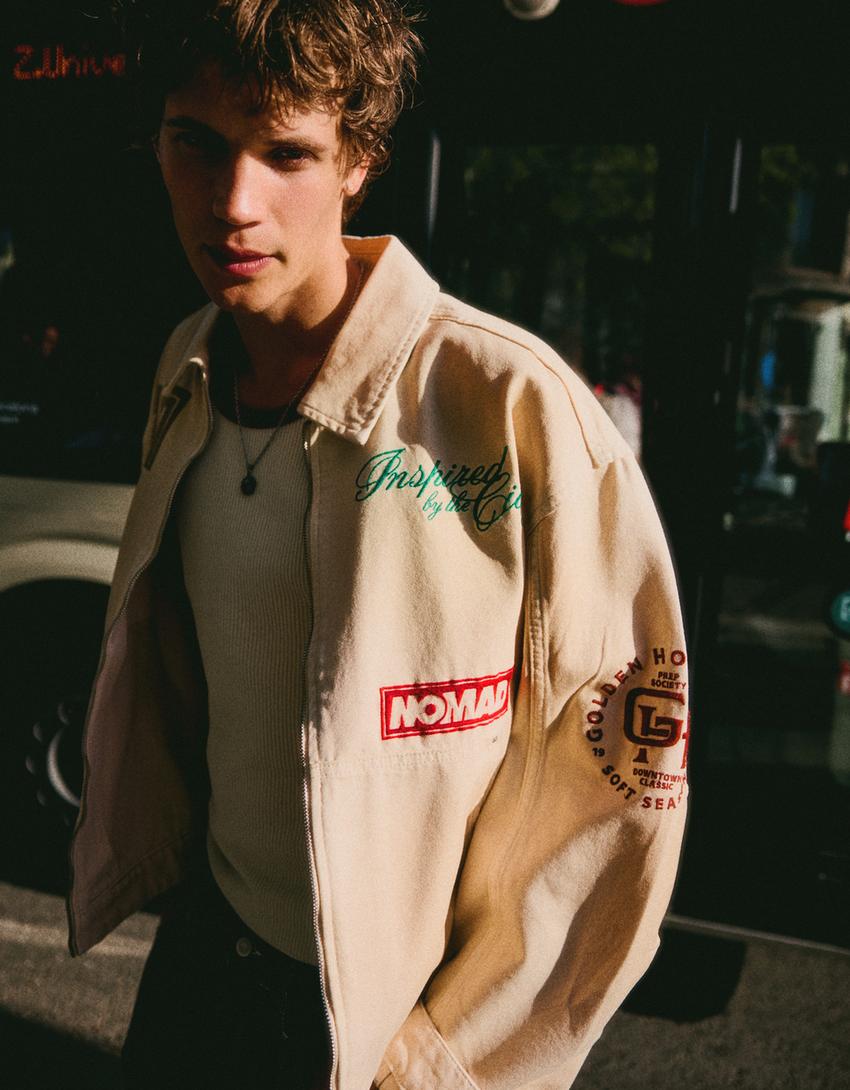 Jacket with patches-Cream