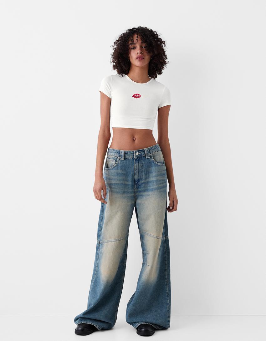 Short sleeve T-shirt with print-Cream-3