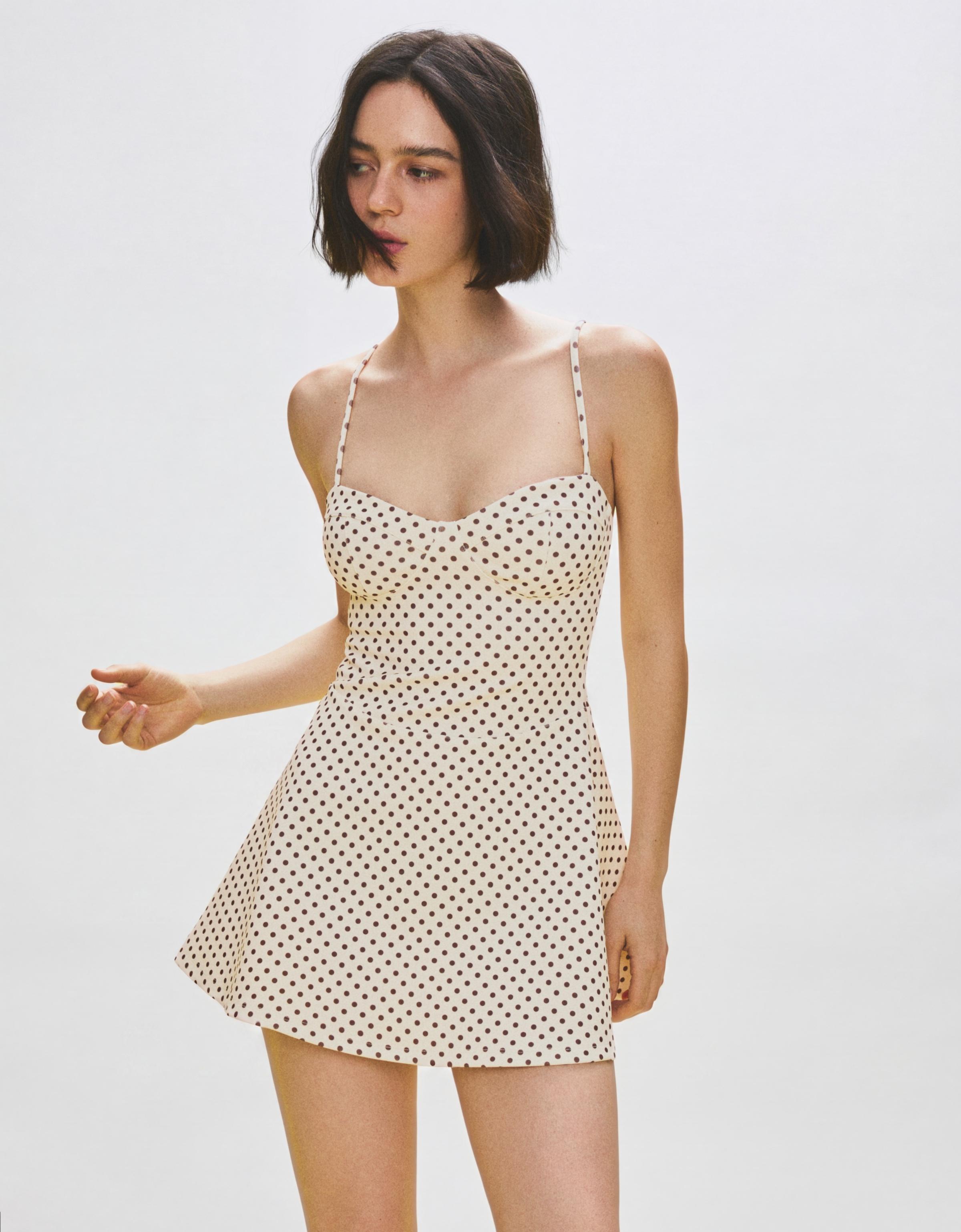 Mini strappy corset dress — Cream