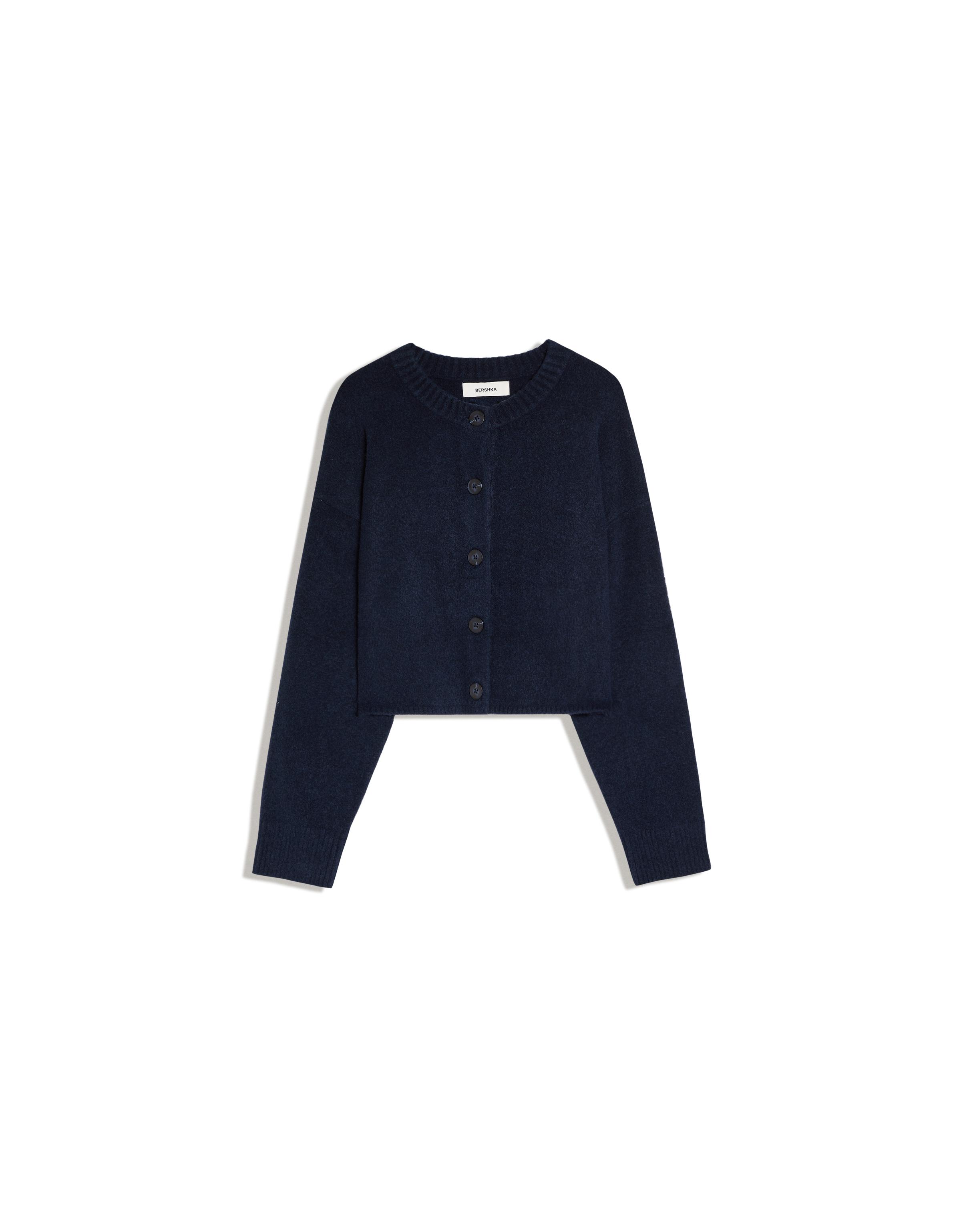Soft touch round neck jacket — Navy