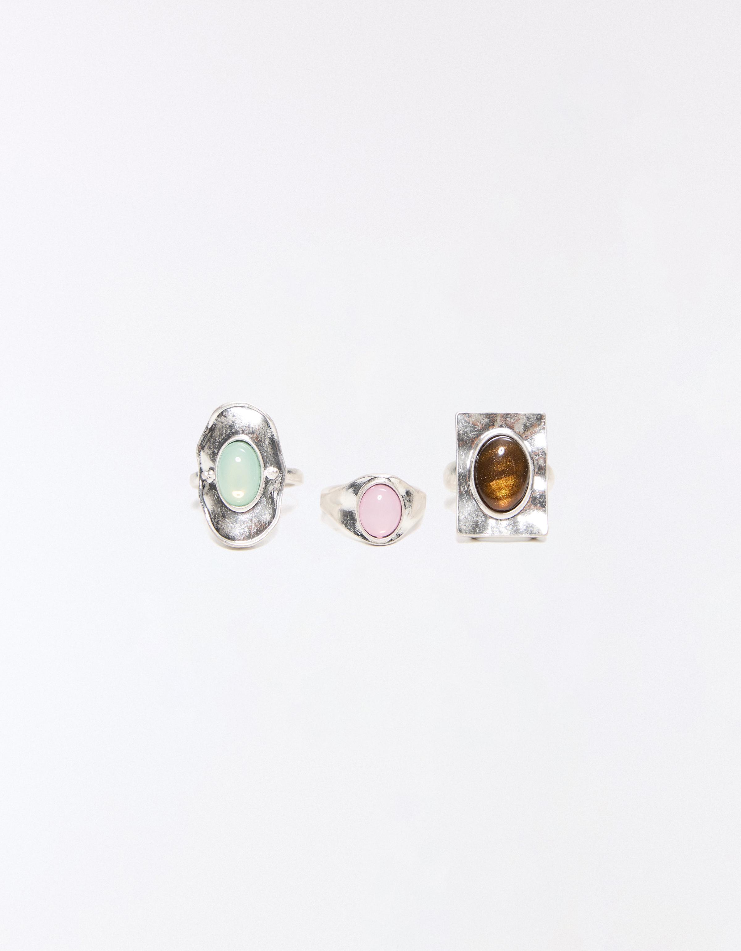 Pack of 3 stone rings — Silver