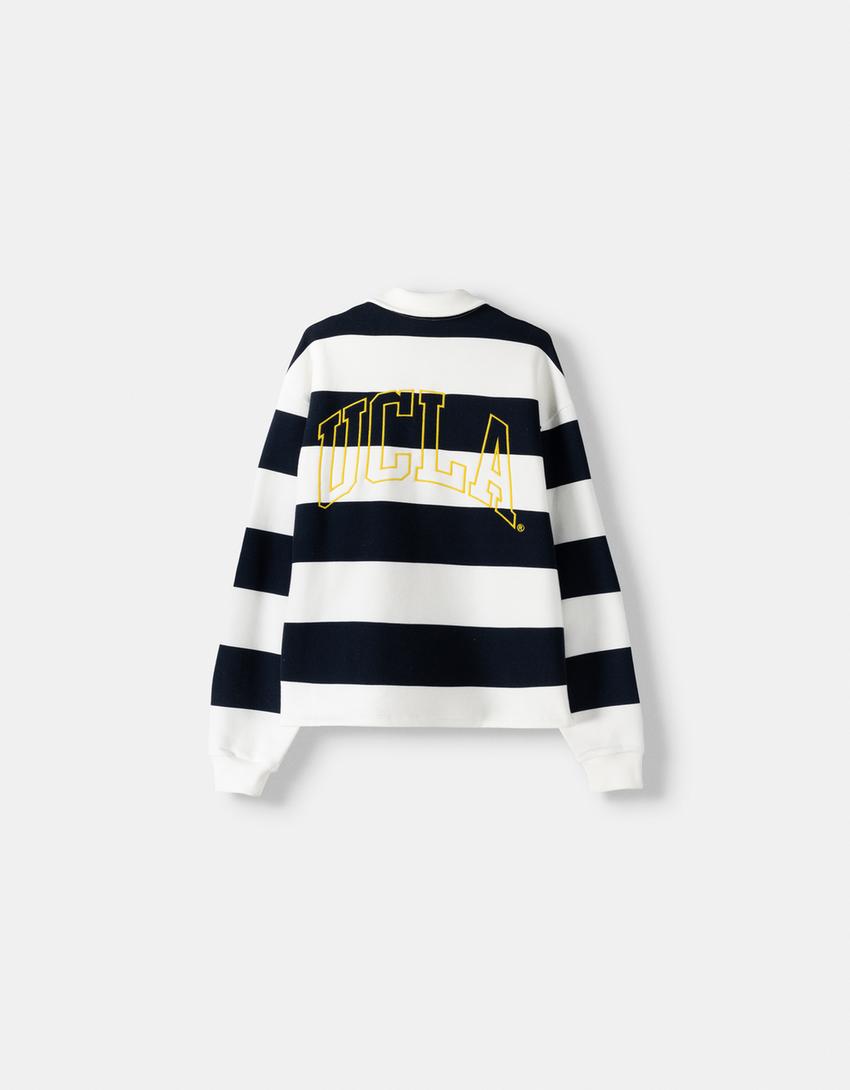 Embroidered UCLA polo collar sweatshirt-Off white-5