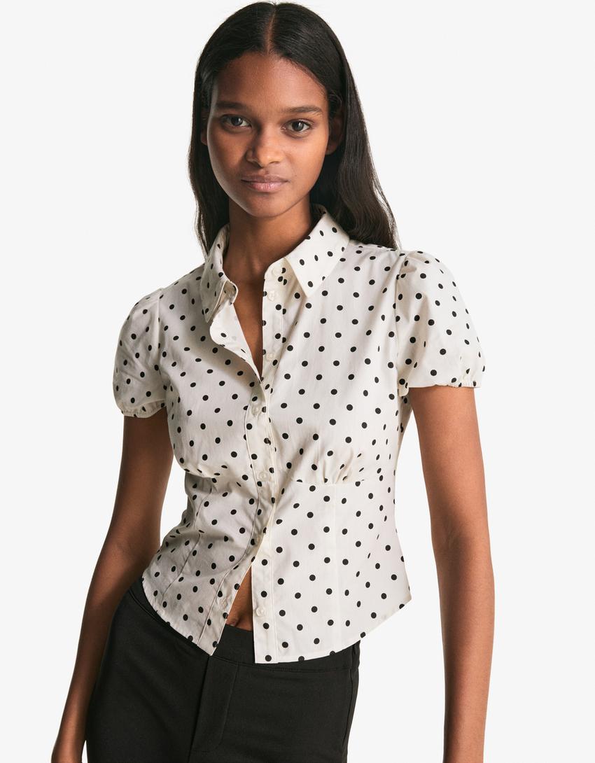 Camisa manga corta-Blanco / Negro