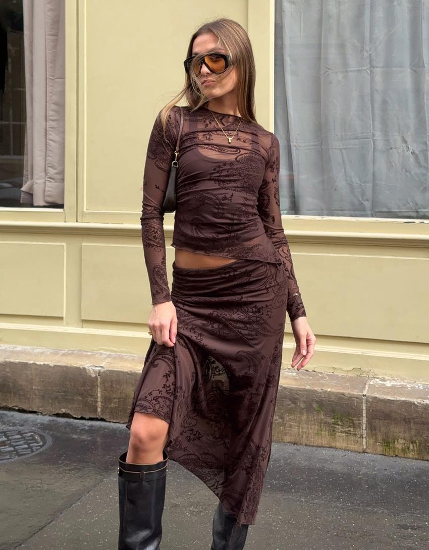 Tula asimetrikodun kamiseta mahuka-luzea-Marroia