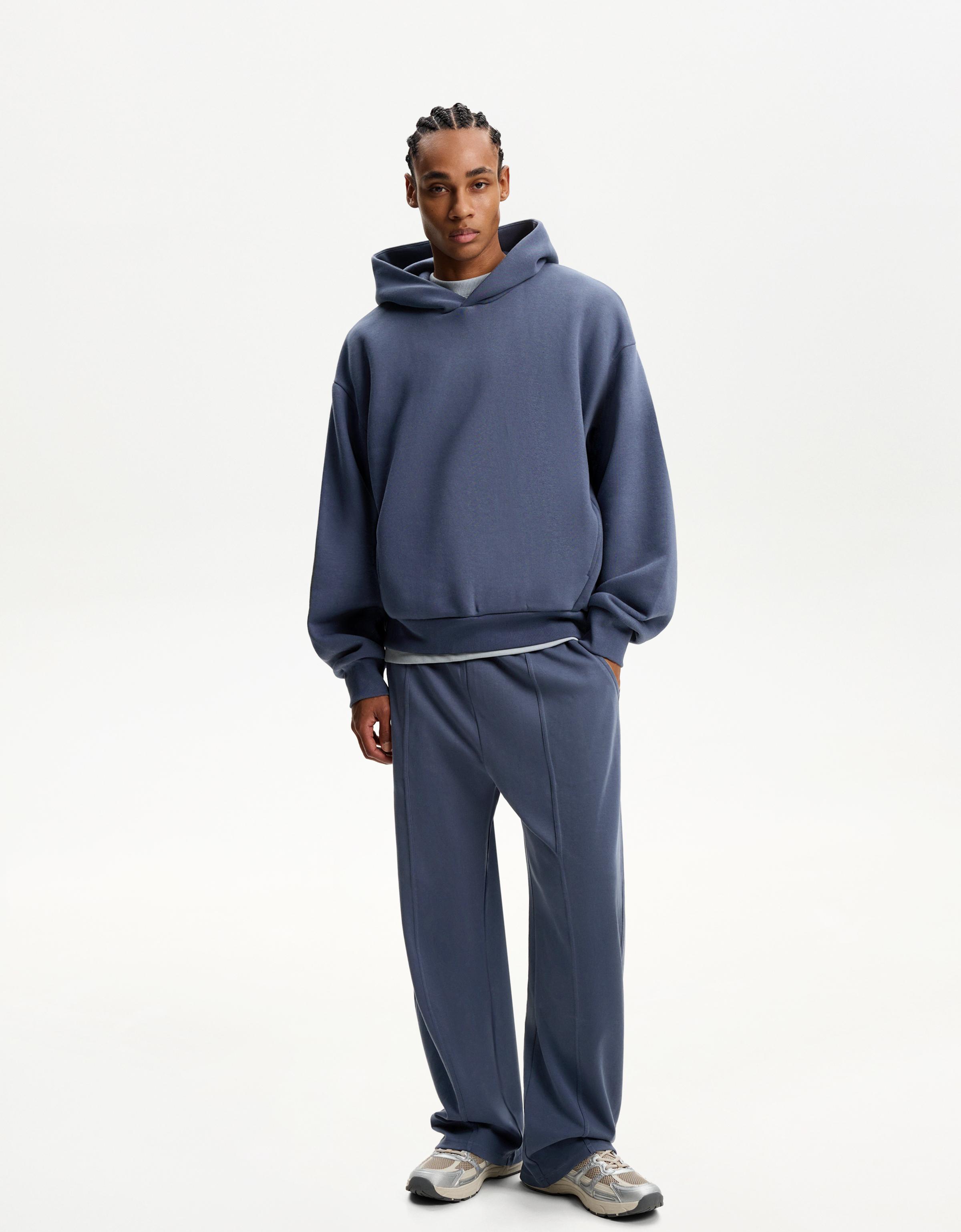 Bershka Wide-Leg-Hose Herren Xs Dunkelblau