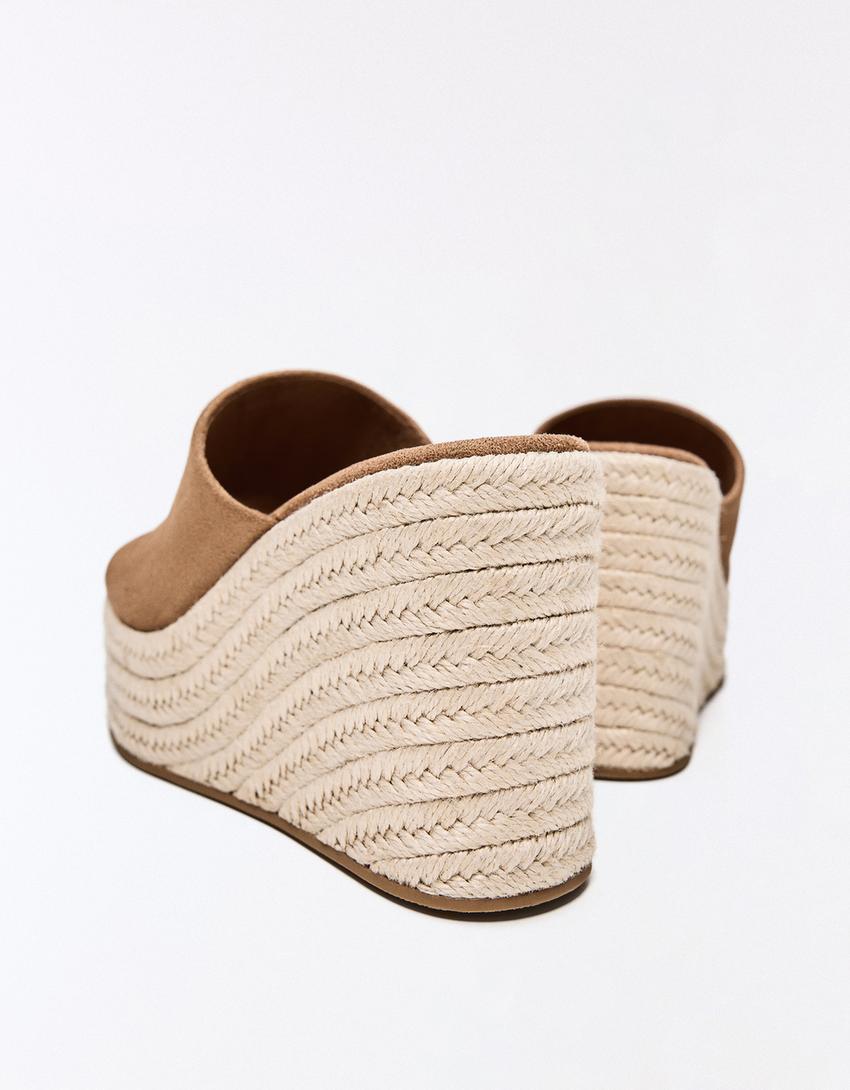 Chaussures compensées en jute-Marron clair