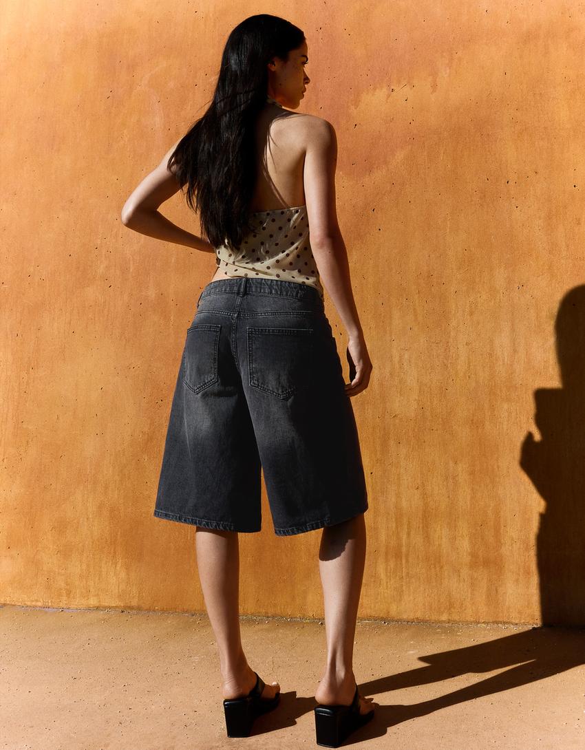 Bermuda jort denim baggy fit-Noir