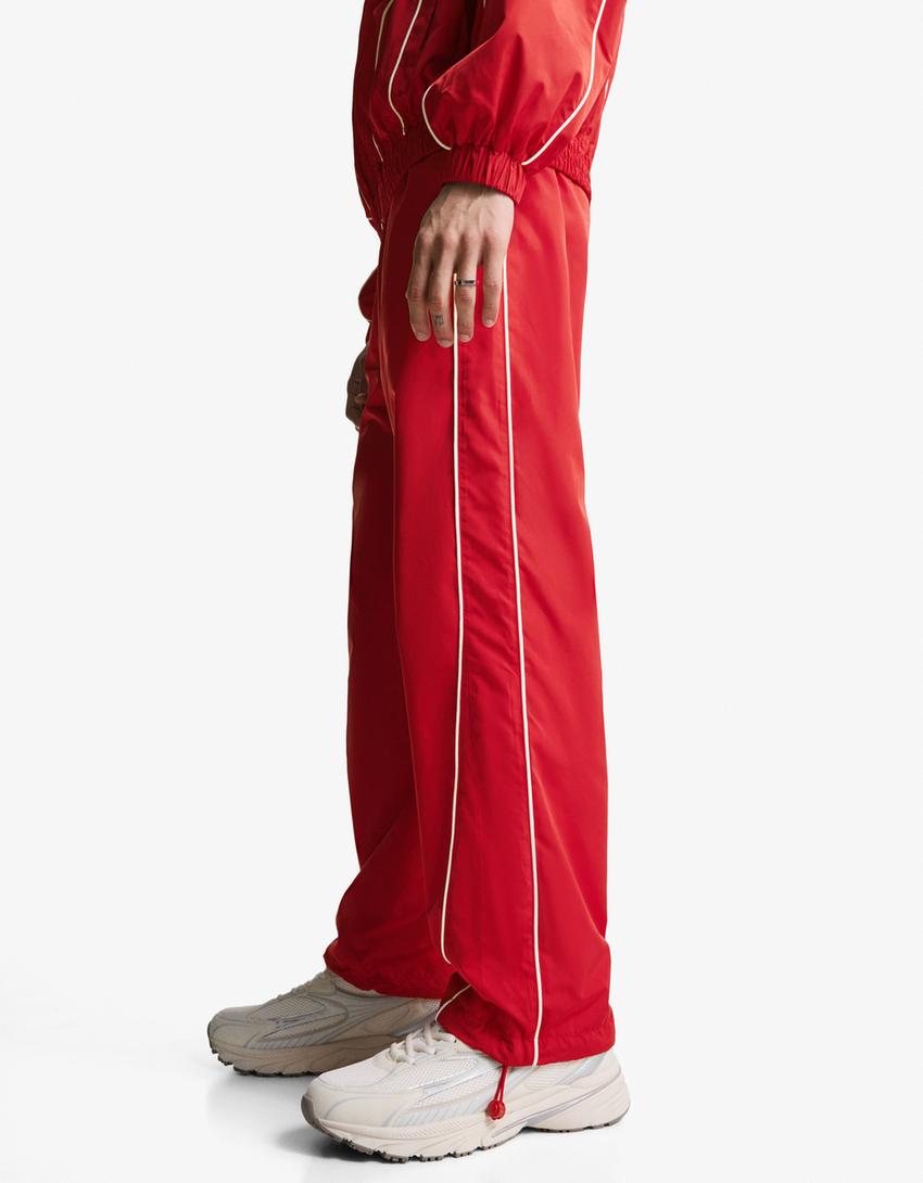 Calças técnicas baggy fit sport-Vermelho-2