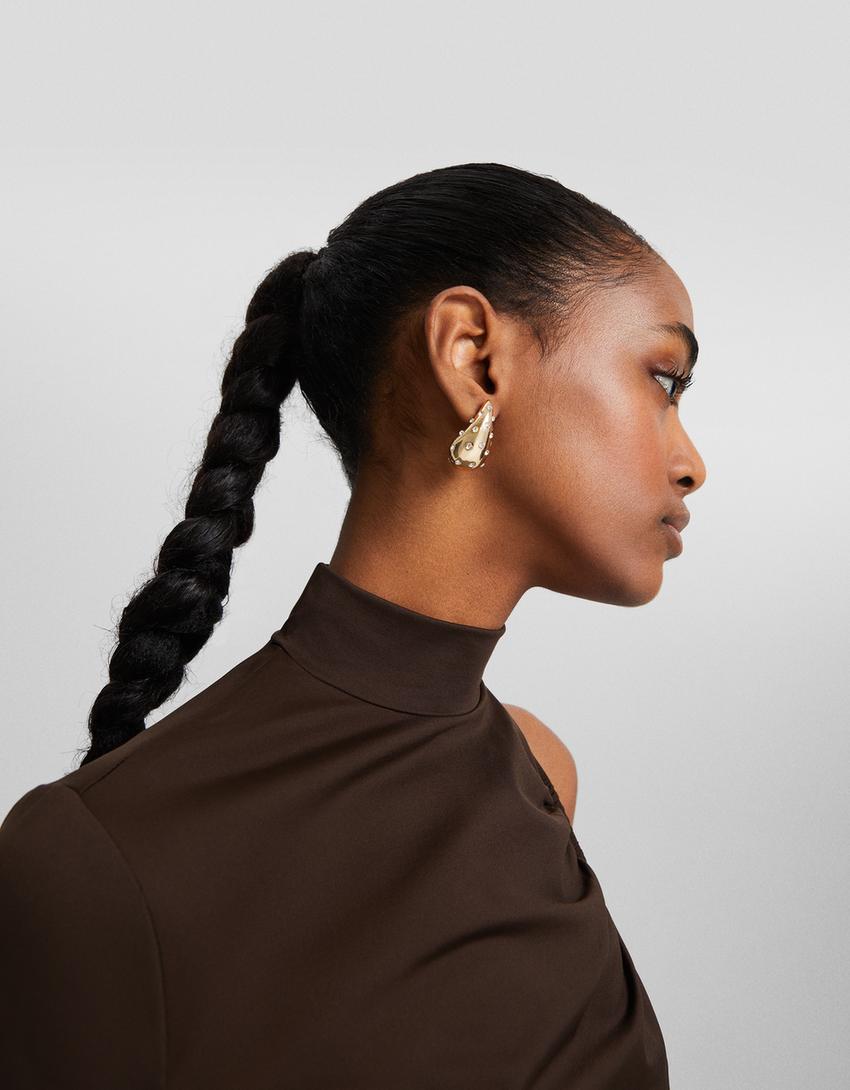 Lot 2 boucles d’oreilles pierres fantaisie-Or-3