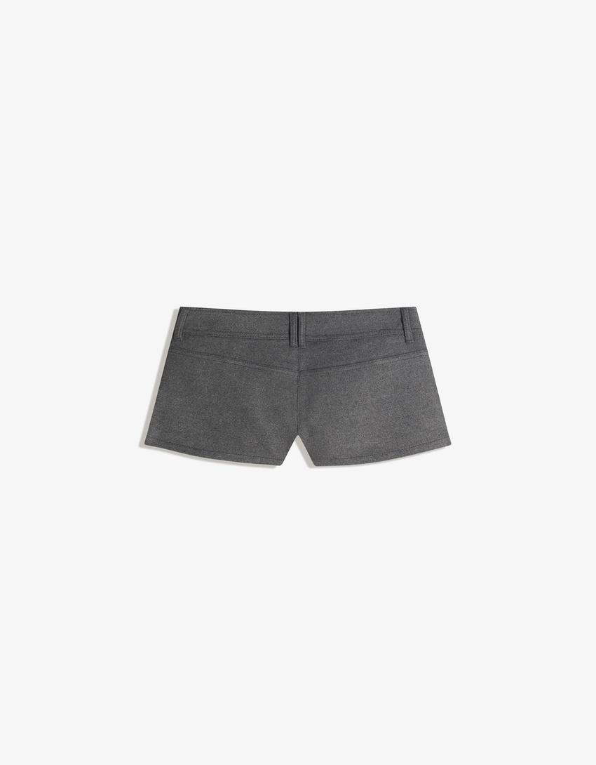 Mini-short en laine-Gris