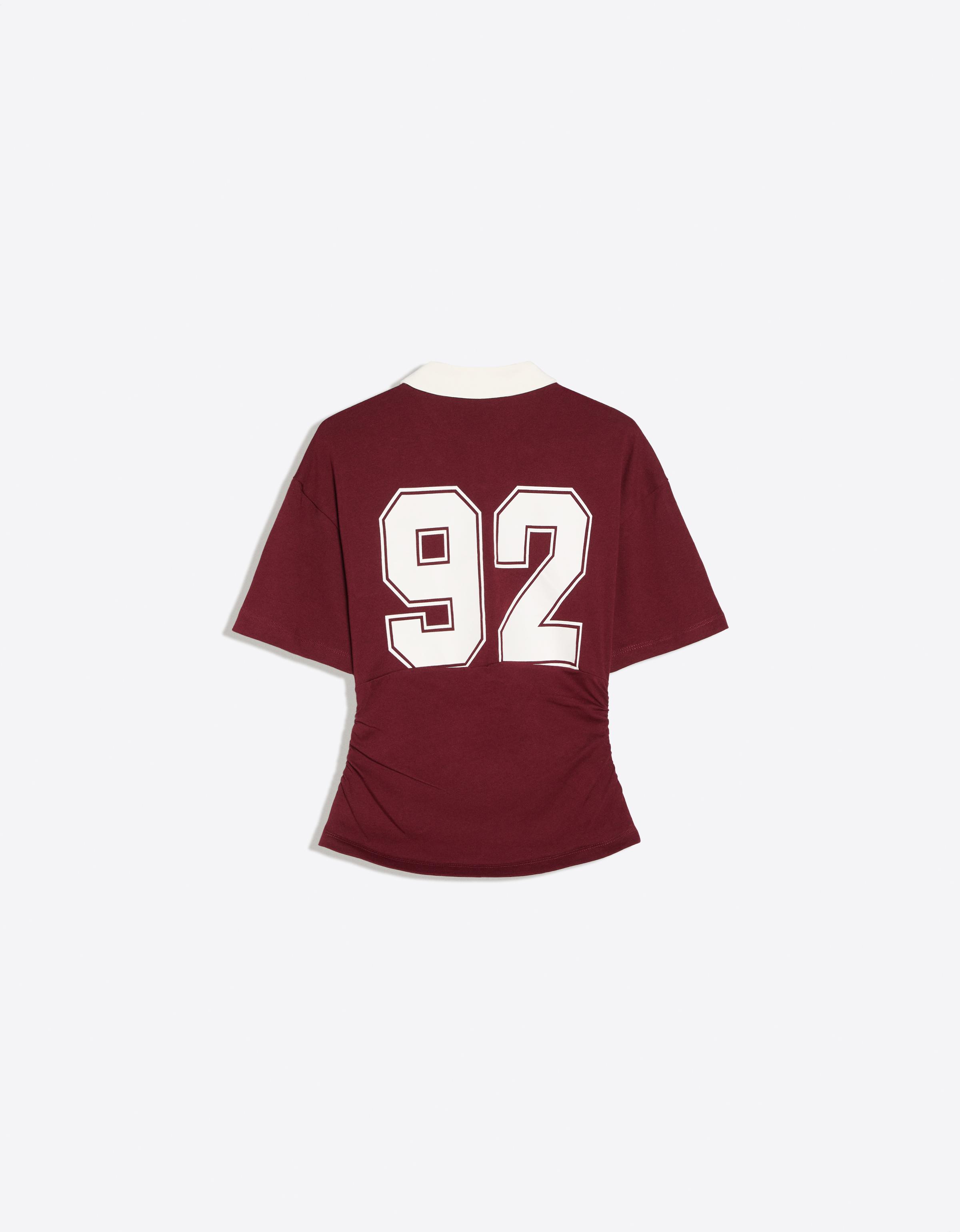 Short sleeve sash print polo shirt — Burgundy