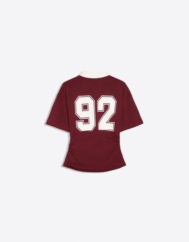 Short sleeve sash print polo shirt — Burgundy 6