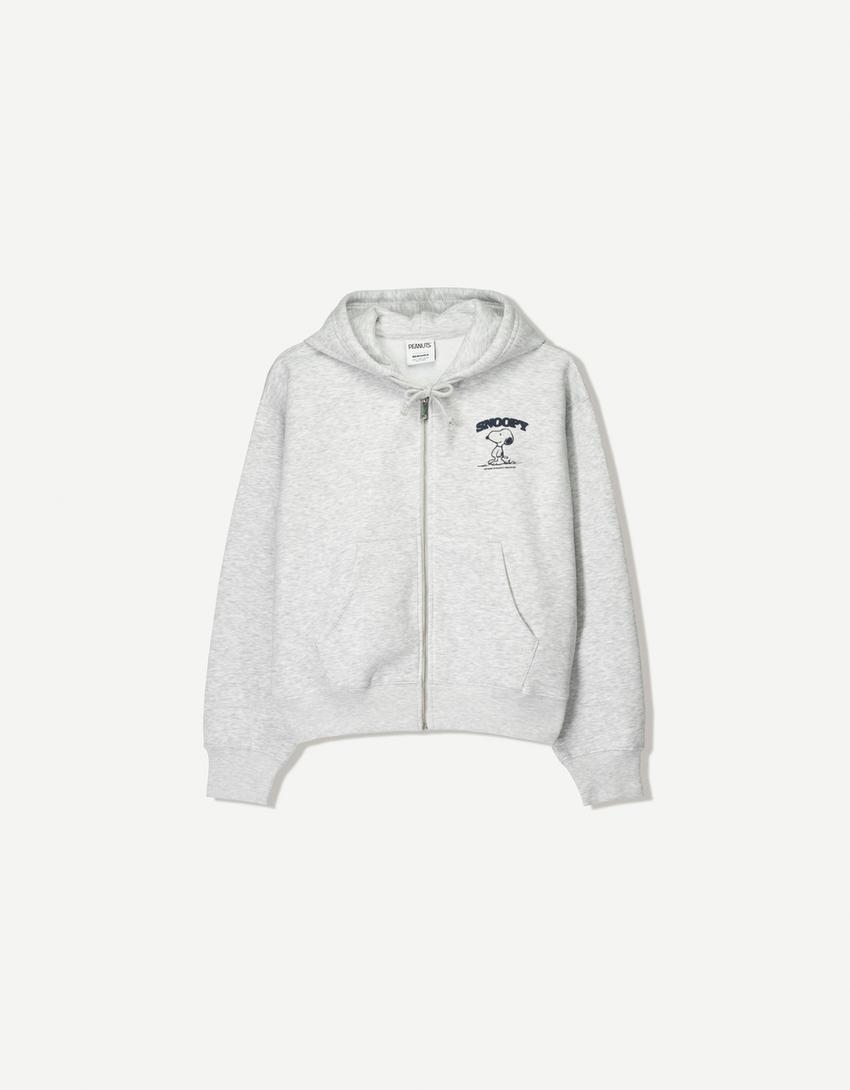 Sudadera Snoopy cremallera capucha-Gris-3