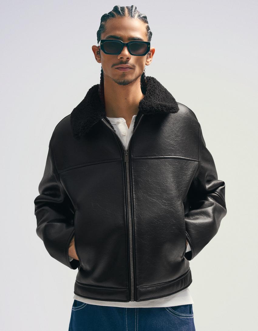 Jacke aus Kunstleder Jacken und Mäntel Herren Bershka