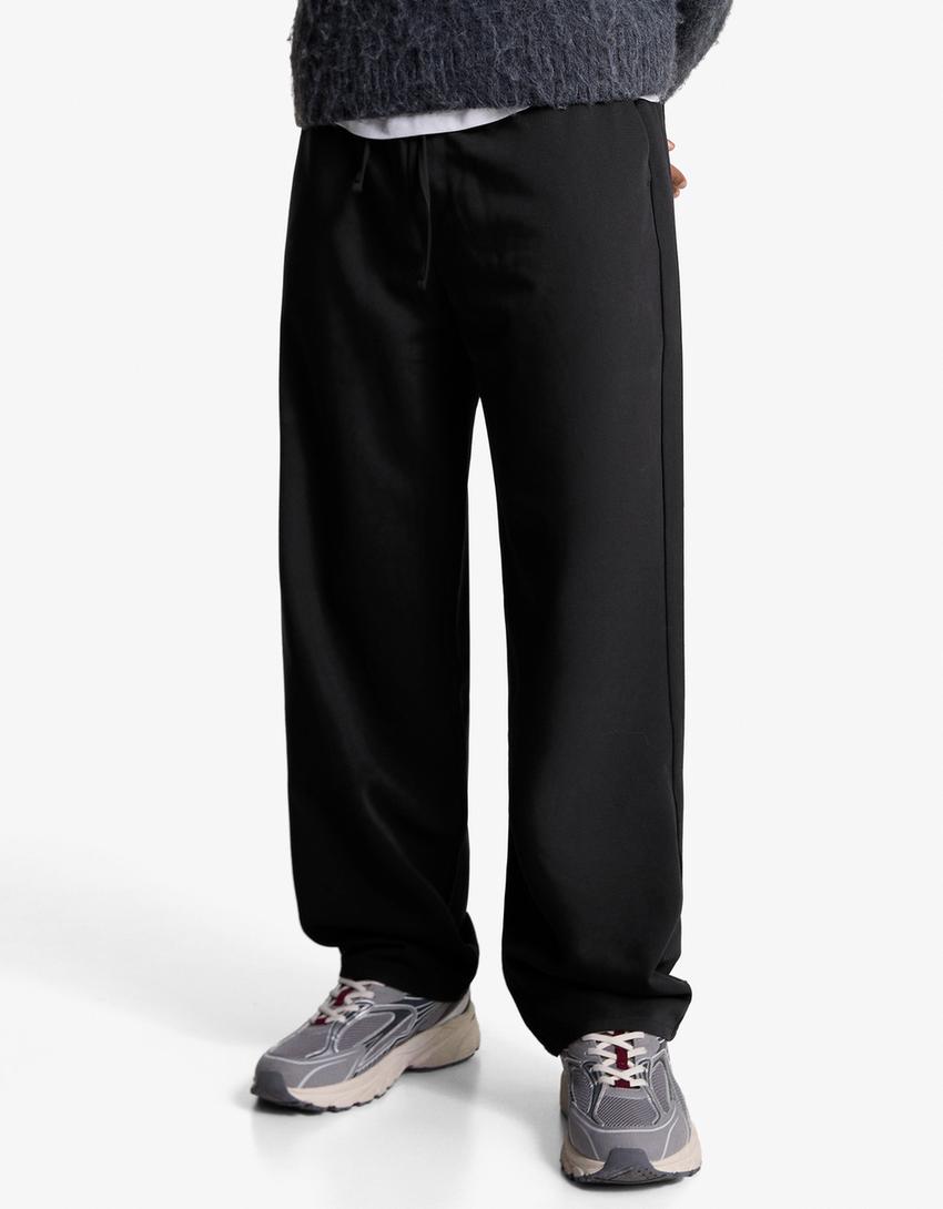 Pantalon straight fit jogger fit tailoring-Noir