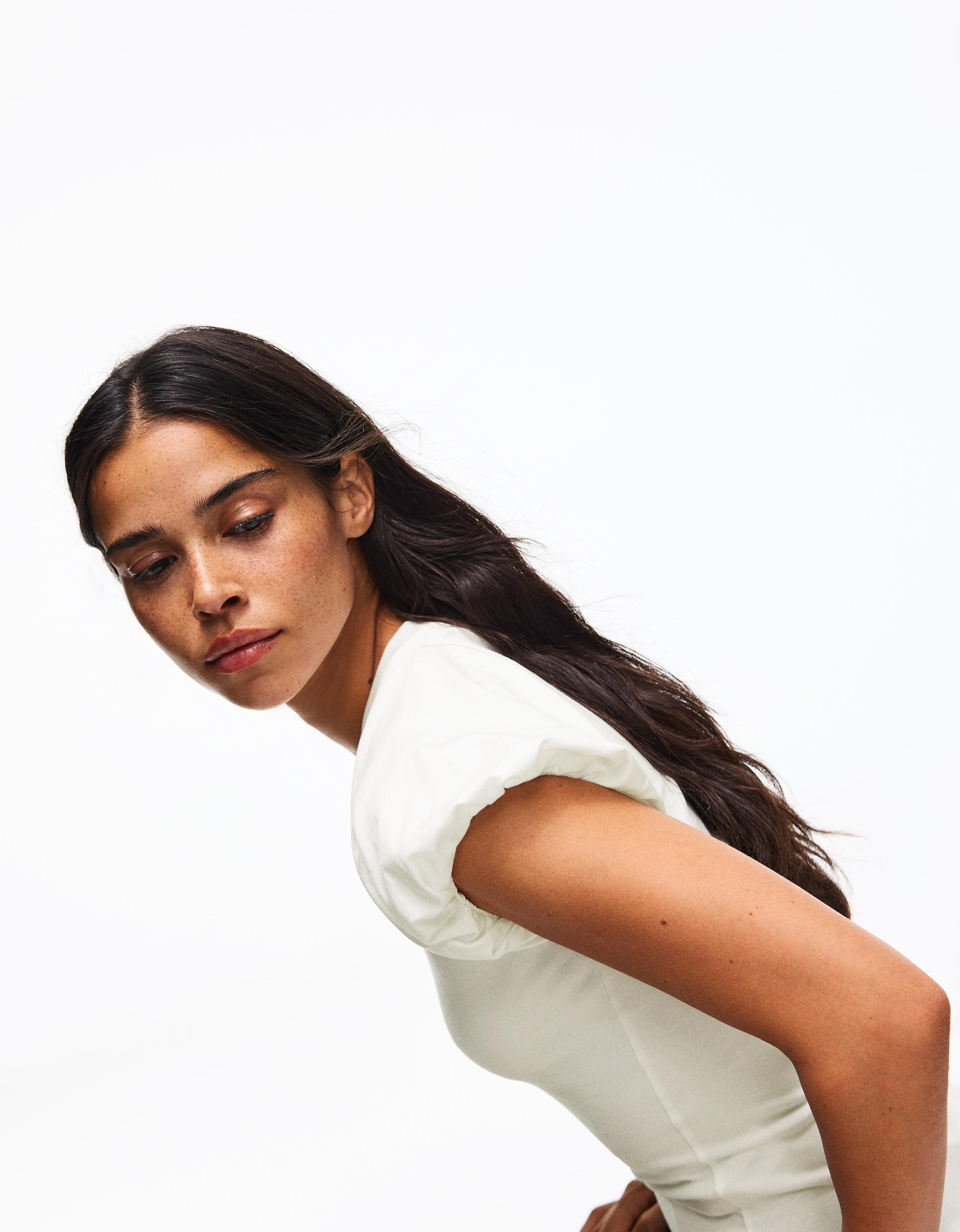 Balloon-sleeve raglan T-shirt — Off white