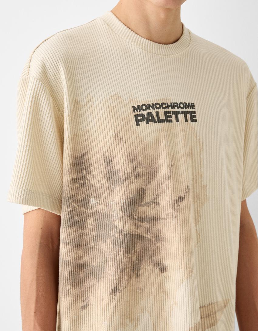 T-shirt manches courtes boxy fit imprimé floral-Écru-5