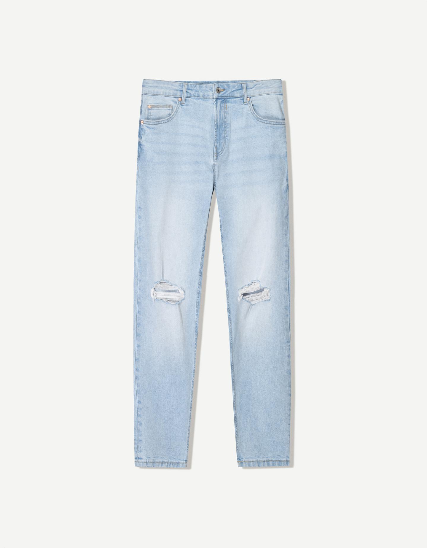 Bershka jeansy rurki jasnoniebieski