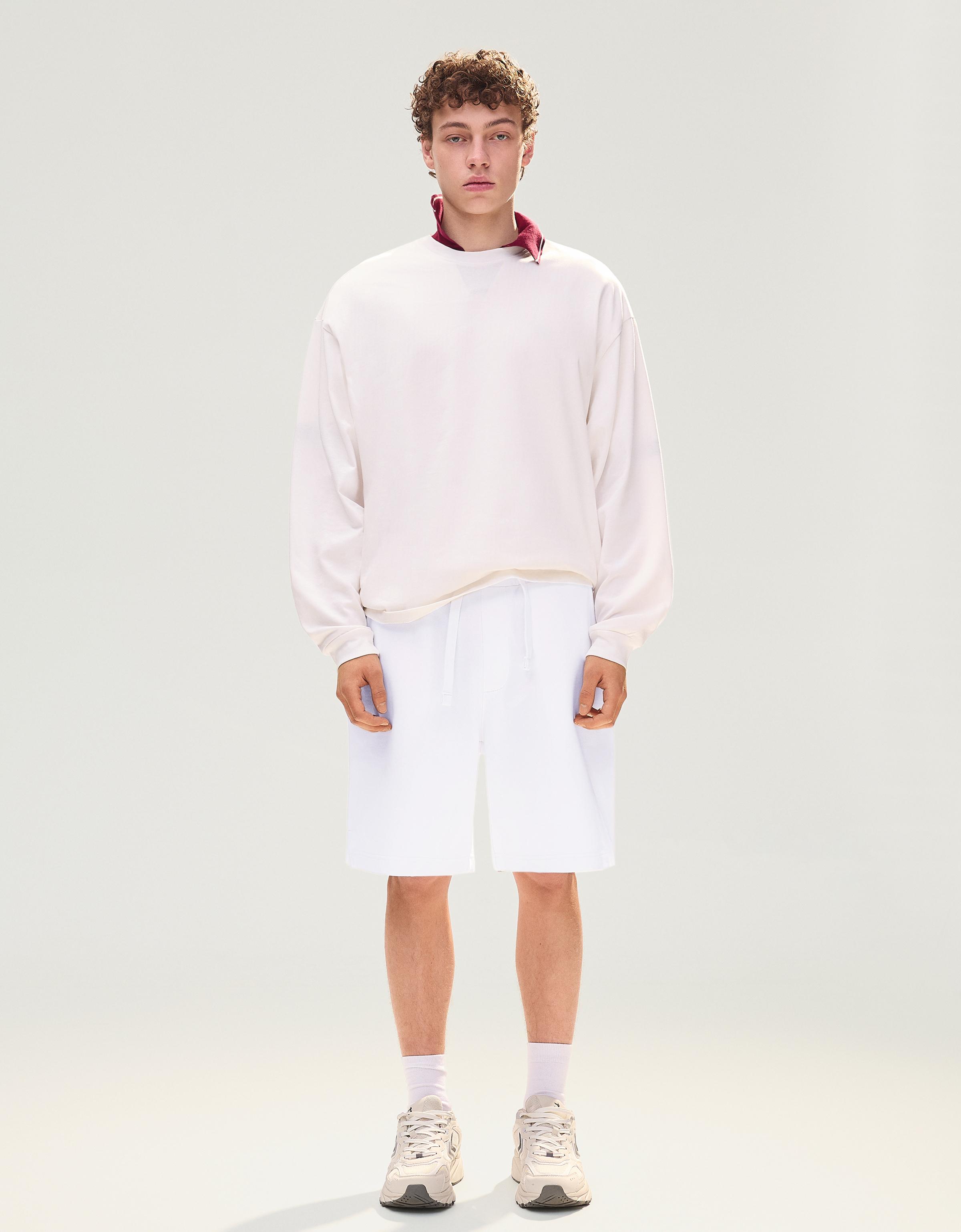 Plush Bermuda shorts — White