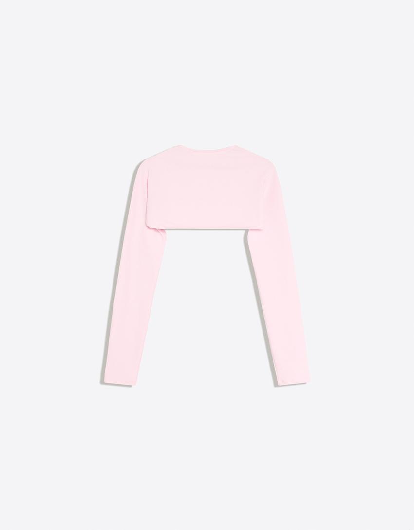 Long-sleeved bolero jumper jacket-Pink