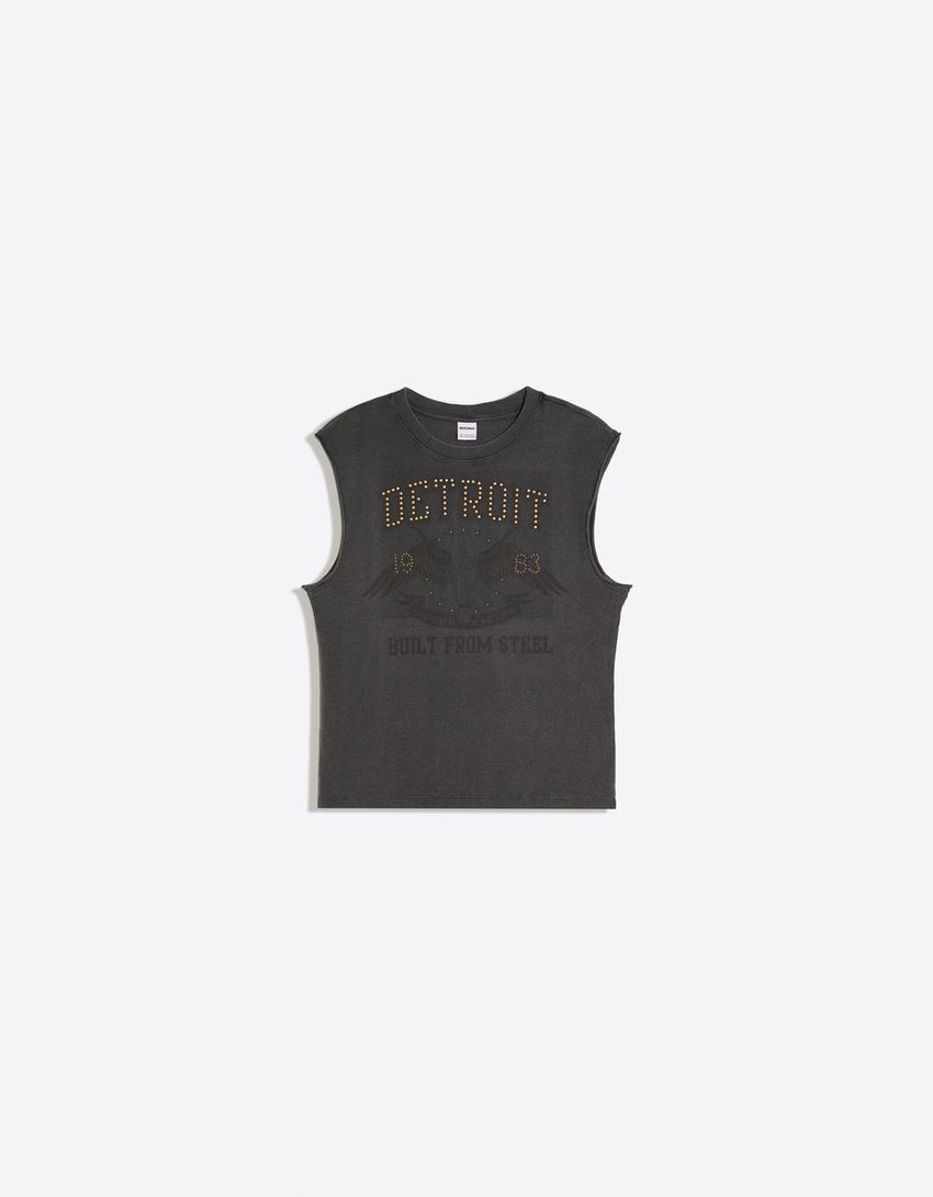 T-shirt workwear imprimé-Gris